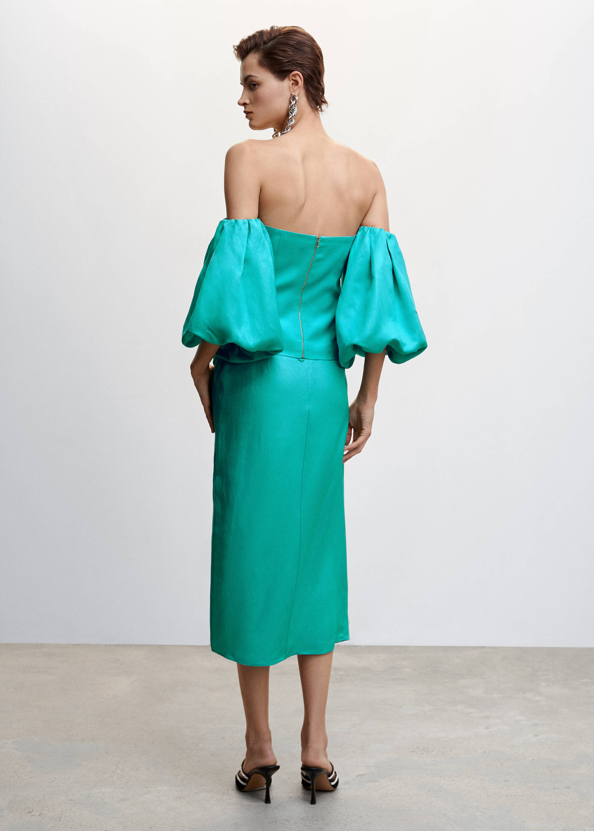 Top tip corset cu mâneci bufante - Spatele articolului