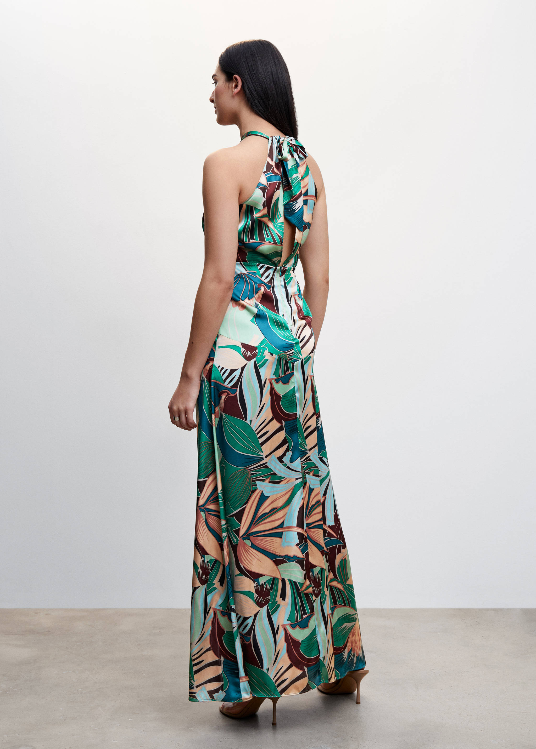 Tropical Print-Kleid mit Schlitz - Rückseite des Artikels