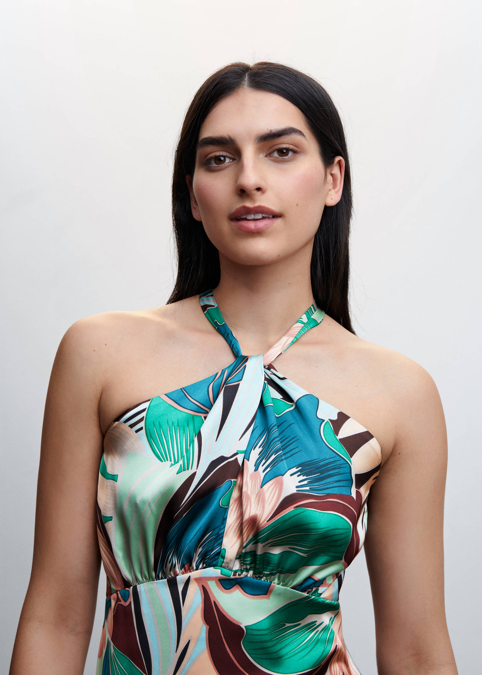 Tropical Print-Kleid mit Schlitz - Detail des Artikels 1