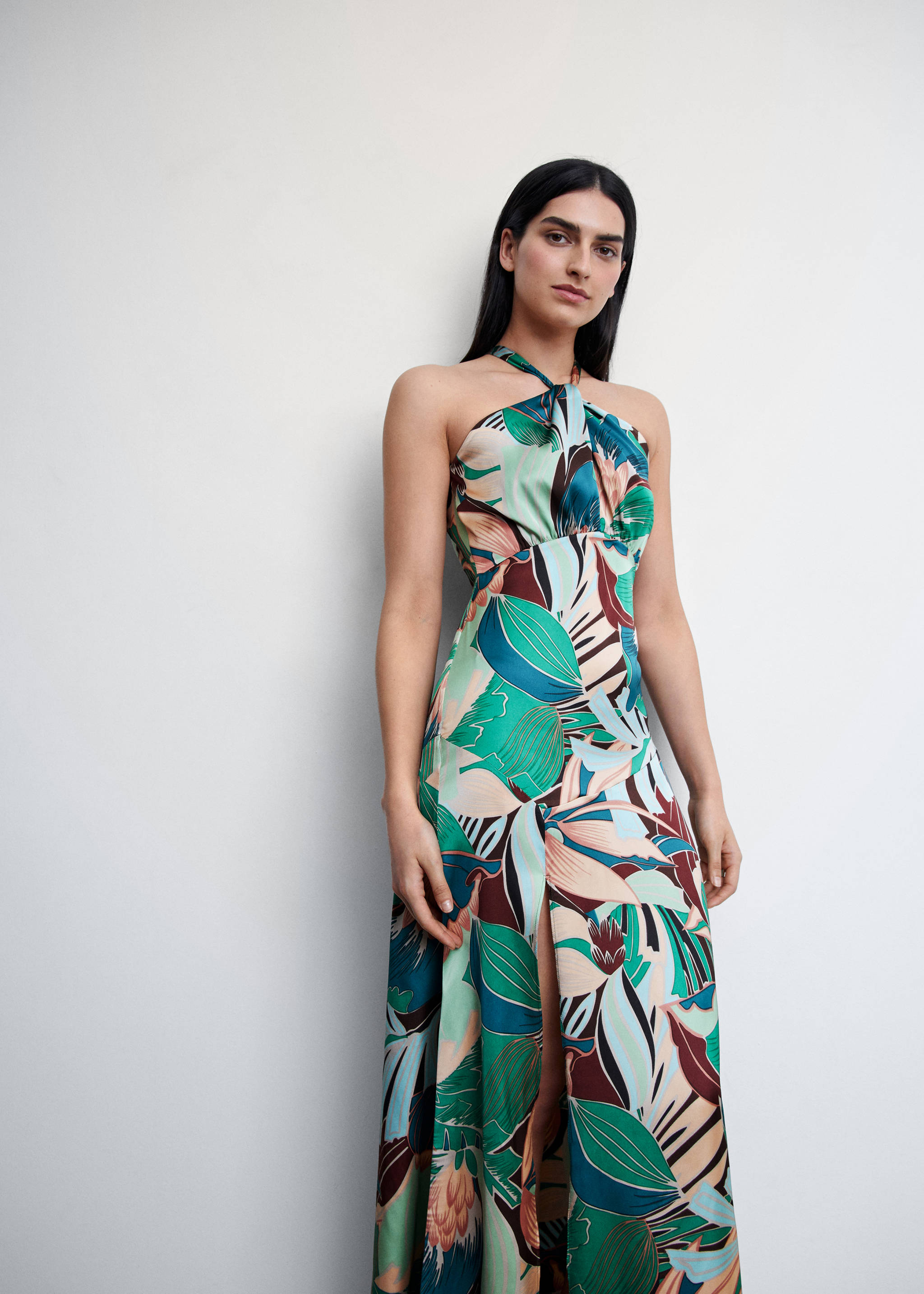 Tropical Print-Kleid mit Schlitz - Detail des Artikels 2