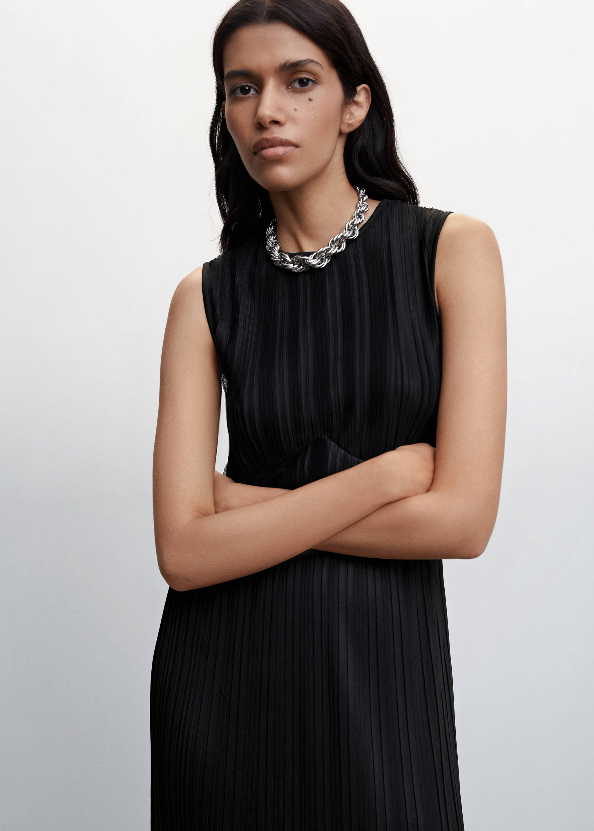 Pleated long dress - Medium plane