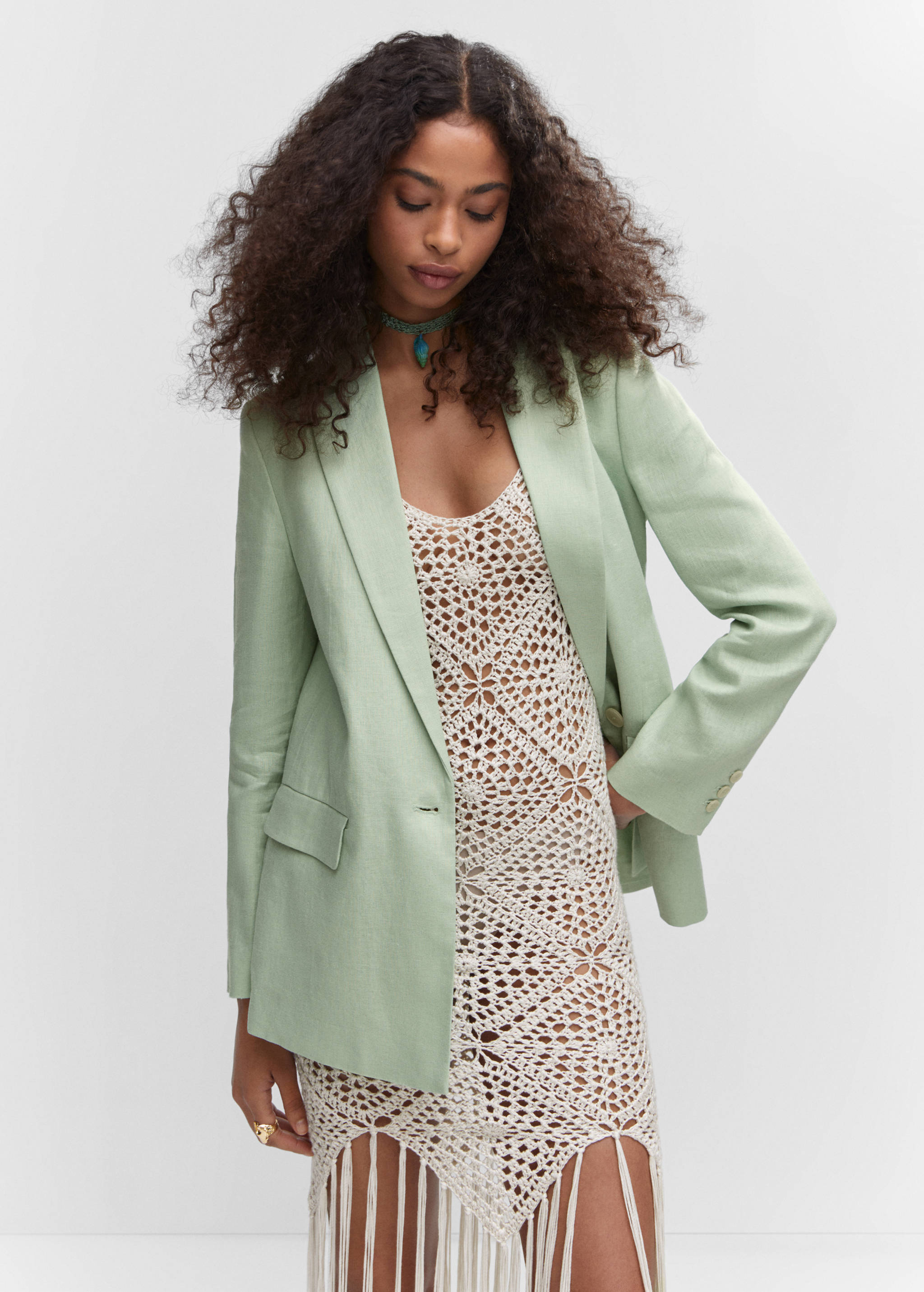 Linen oversized blazer - Medium plane