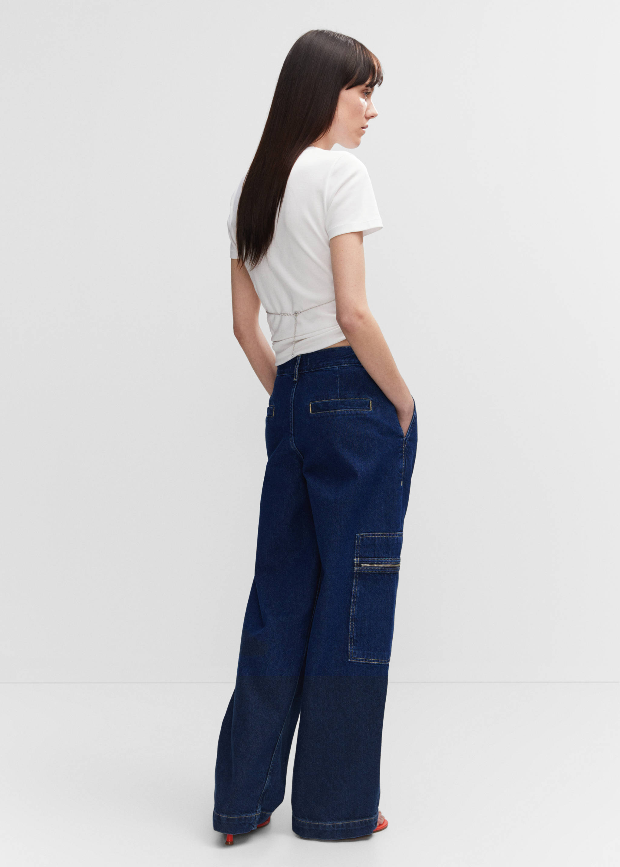 Wideleg jeans with pockets - Reverse of the article