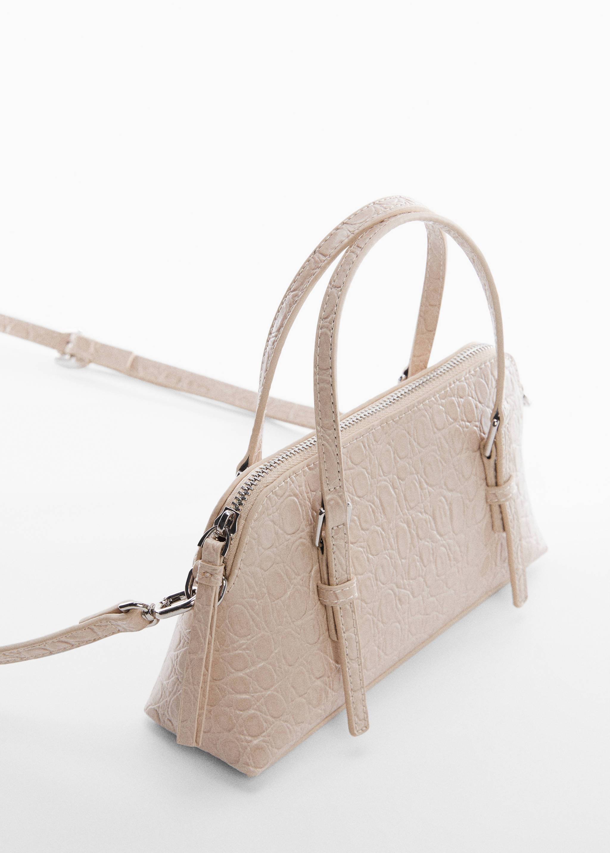 Crocodile-effect double handle bag - Medium plane