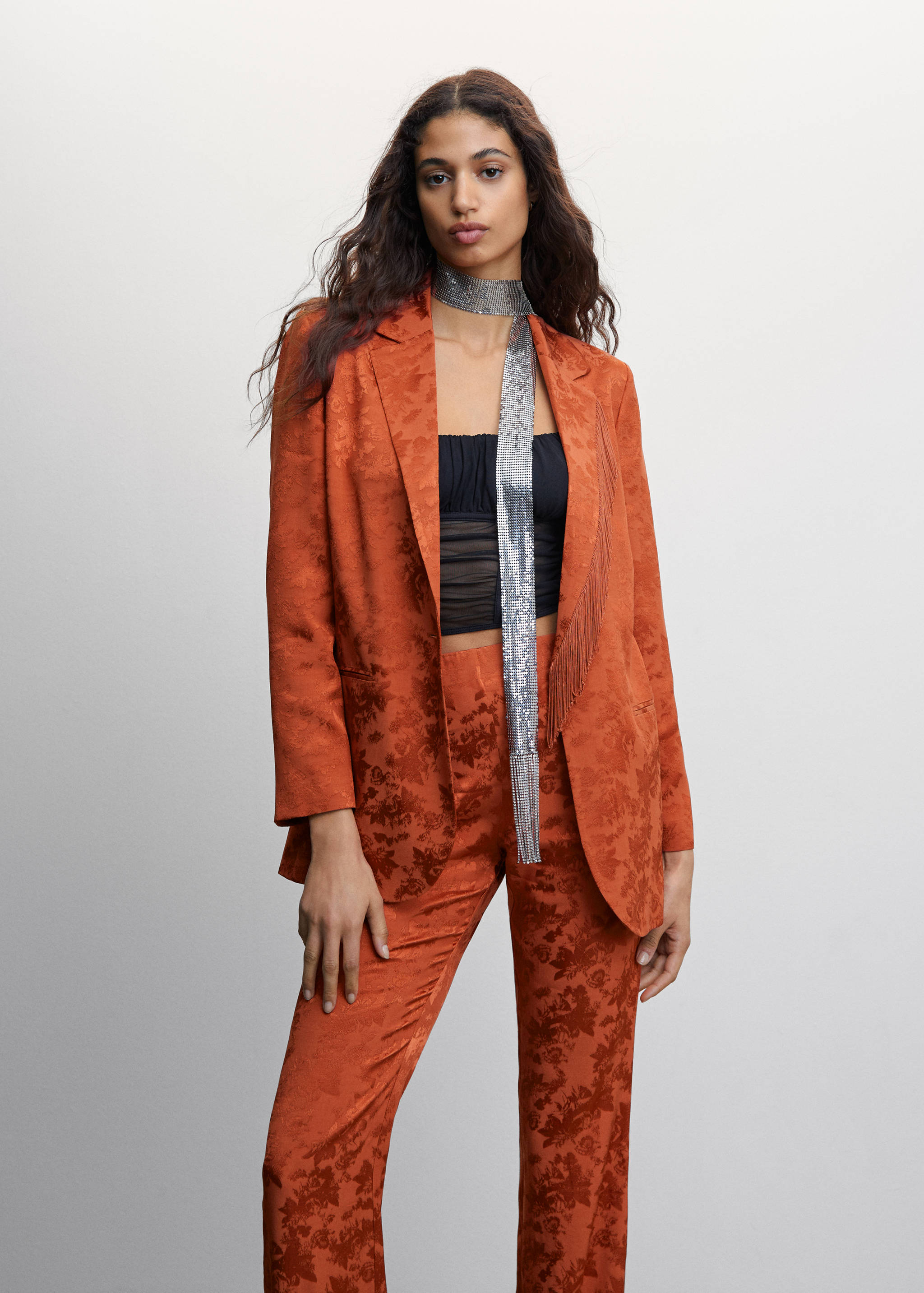 Fließende Jacquard-Hose - Mittlere Ansicht