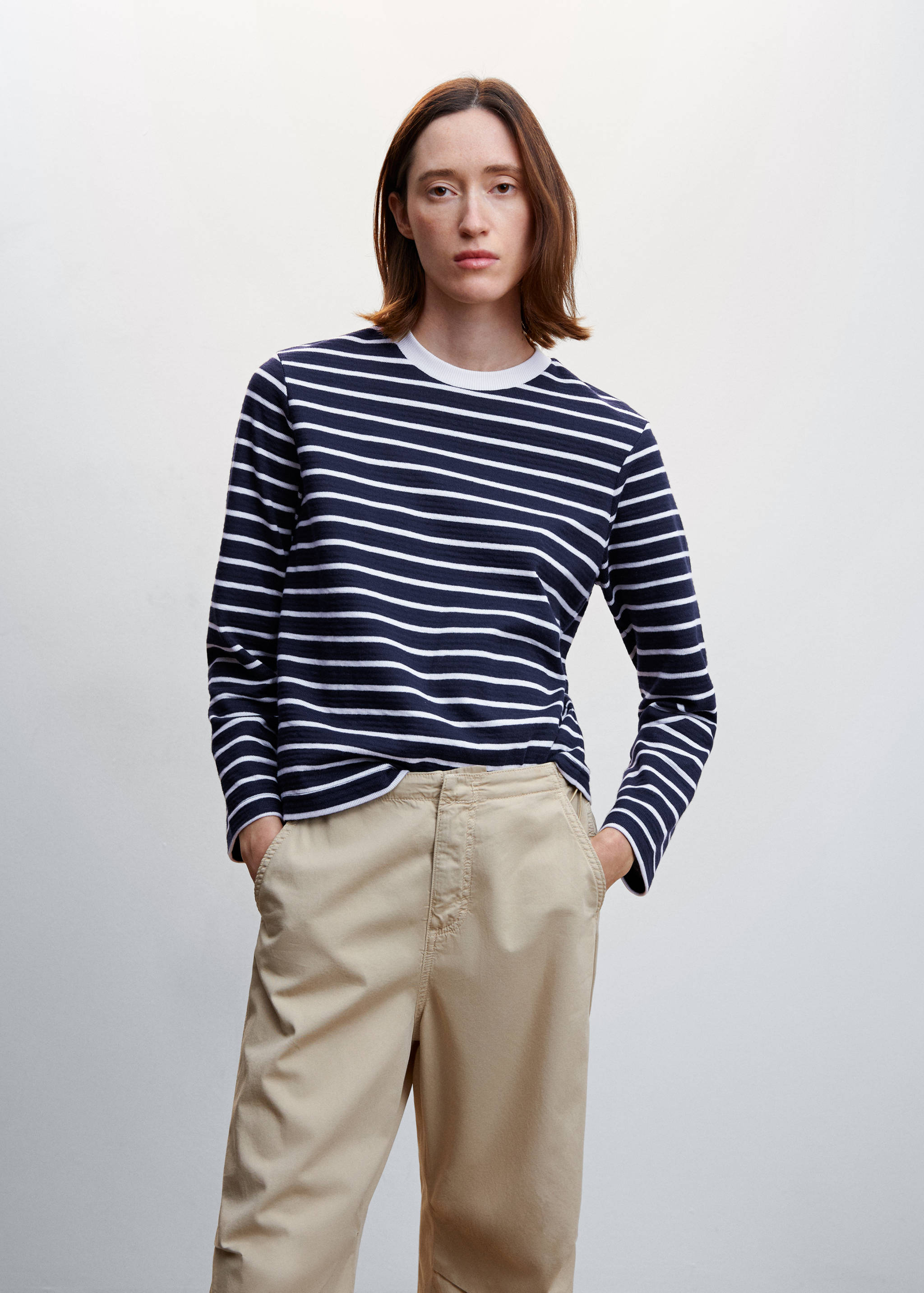 Striped cotton T-shirt - Medium plane