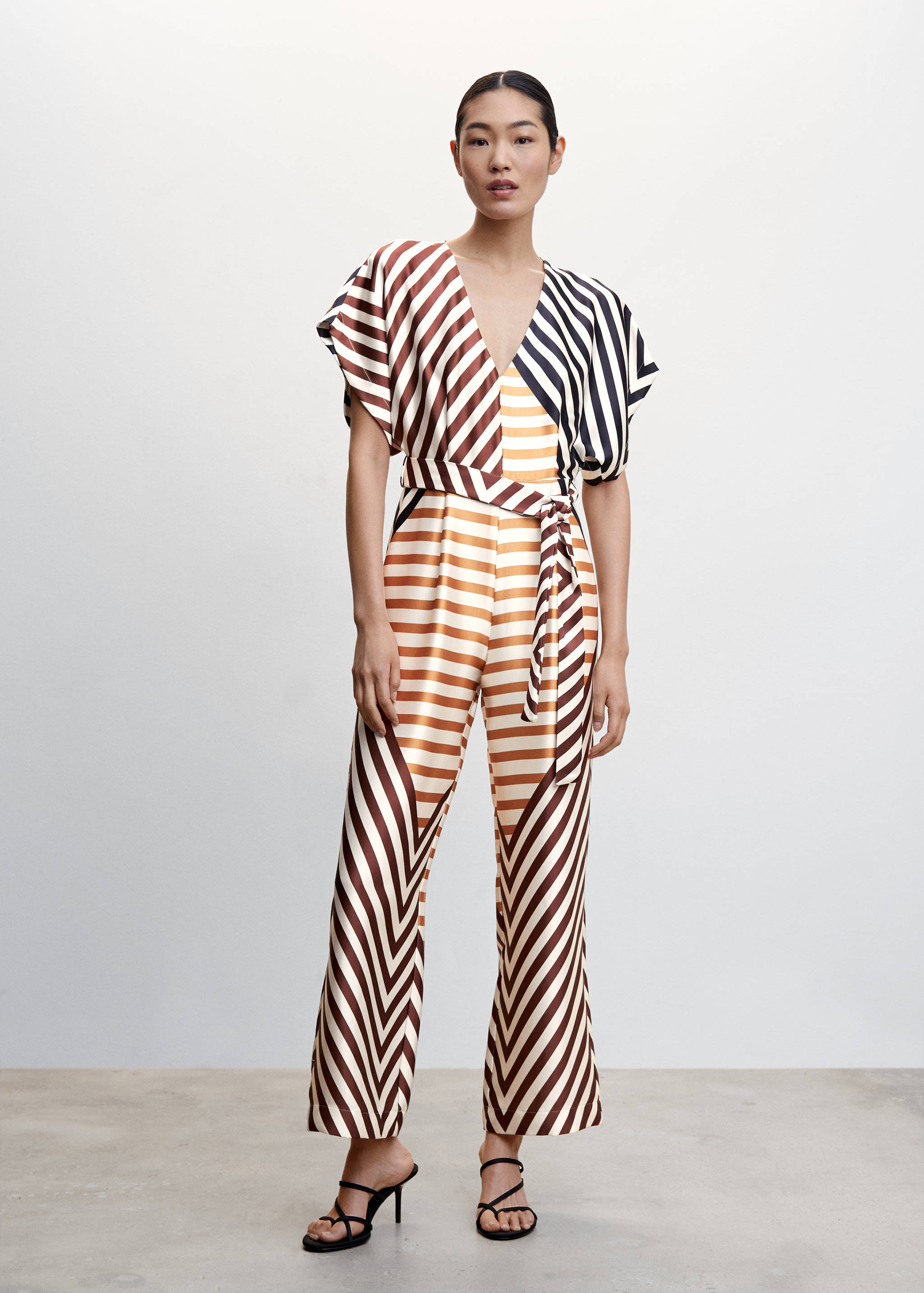 Striped satin jumpsuit - General plane