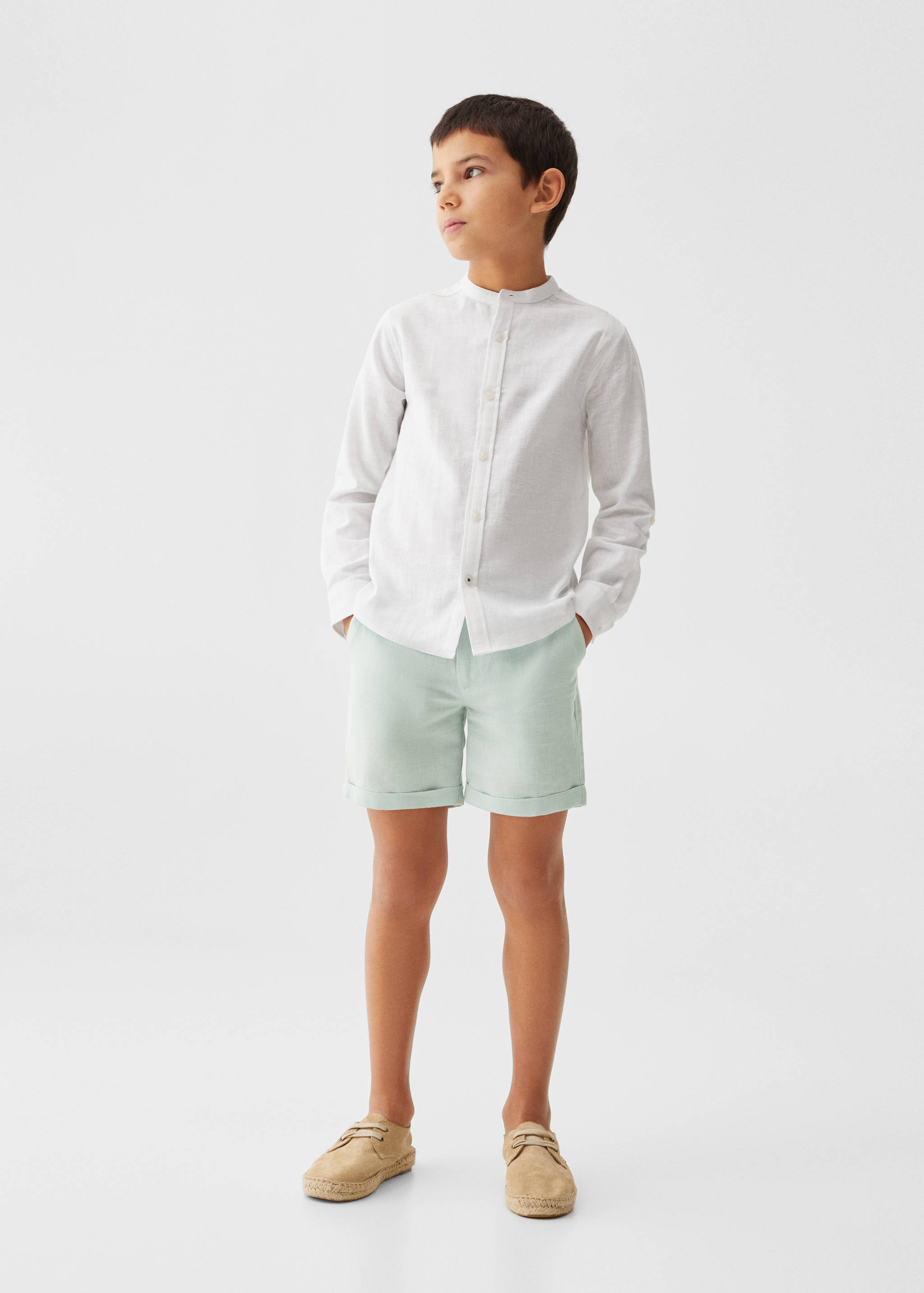 Mao collar linen shirt - General plane