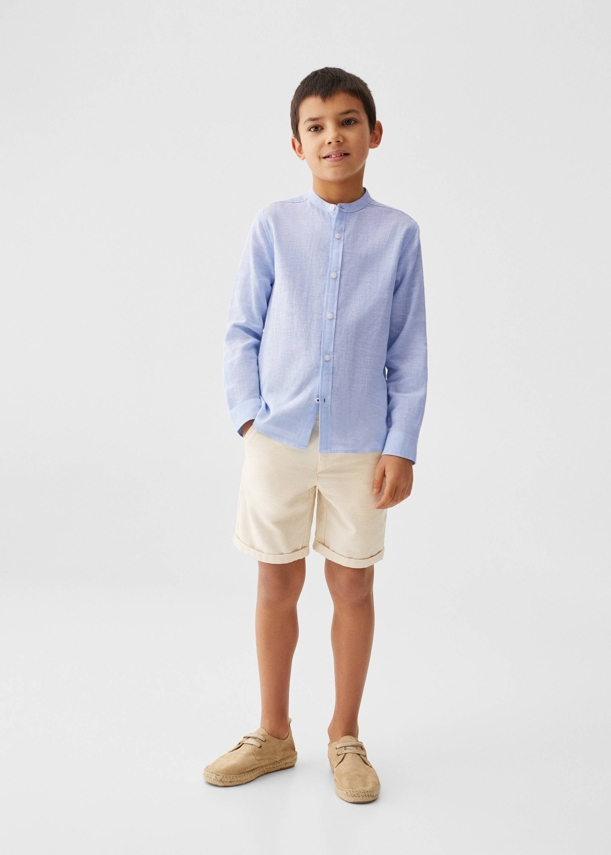 Mao collar linen shirt - General plane