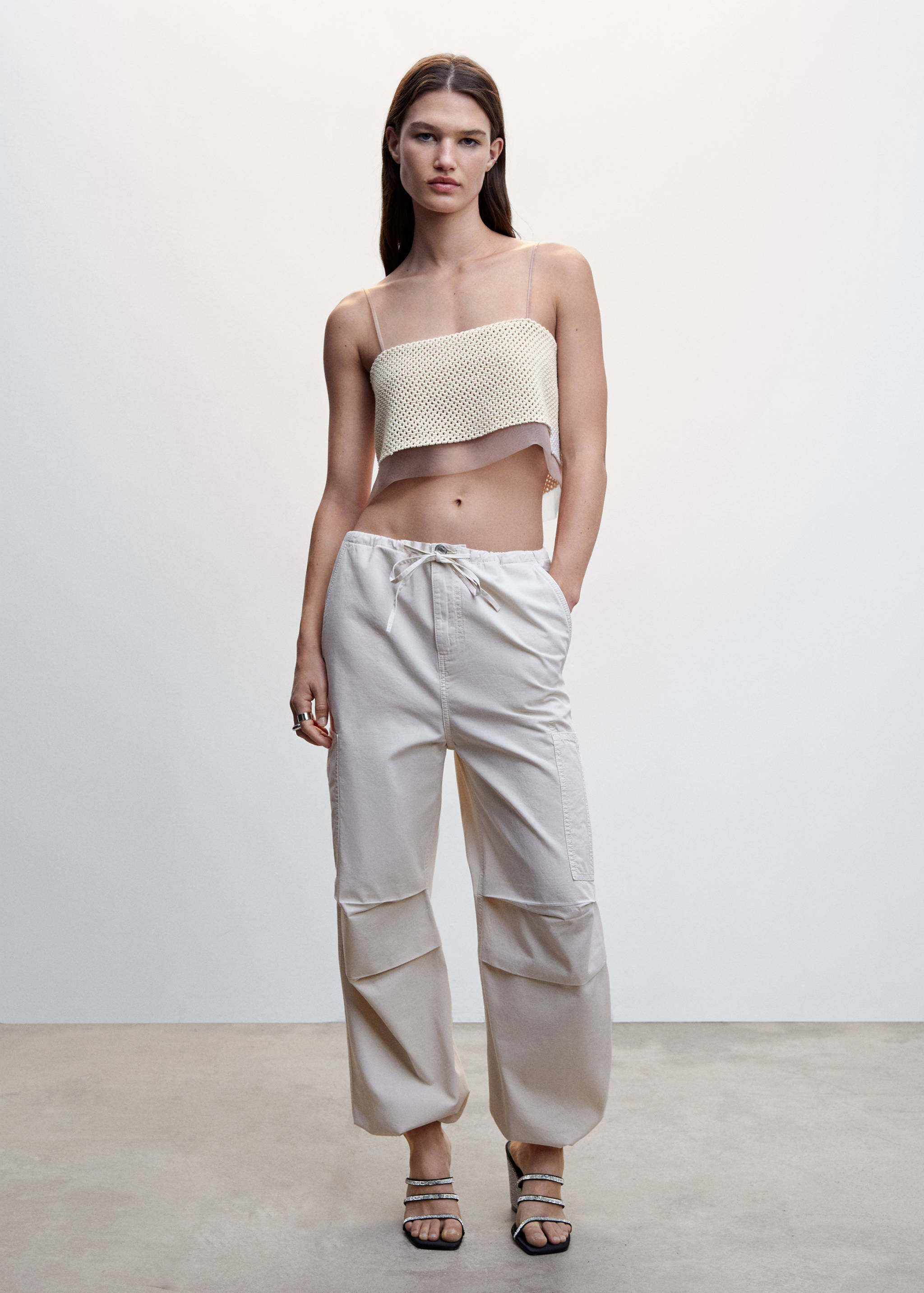 Openwork knitted crop top  - General plane