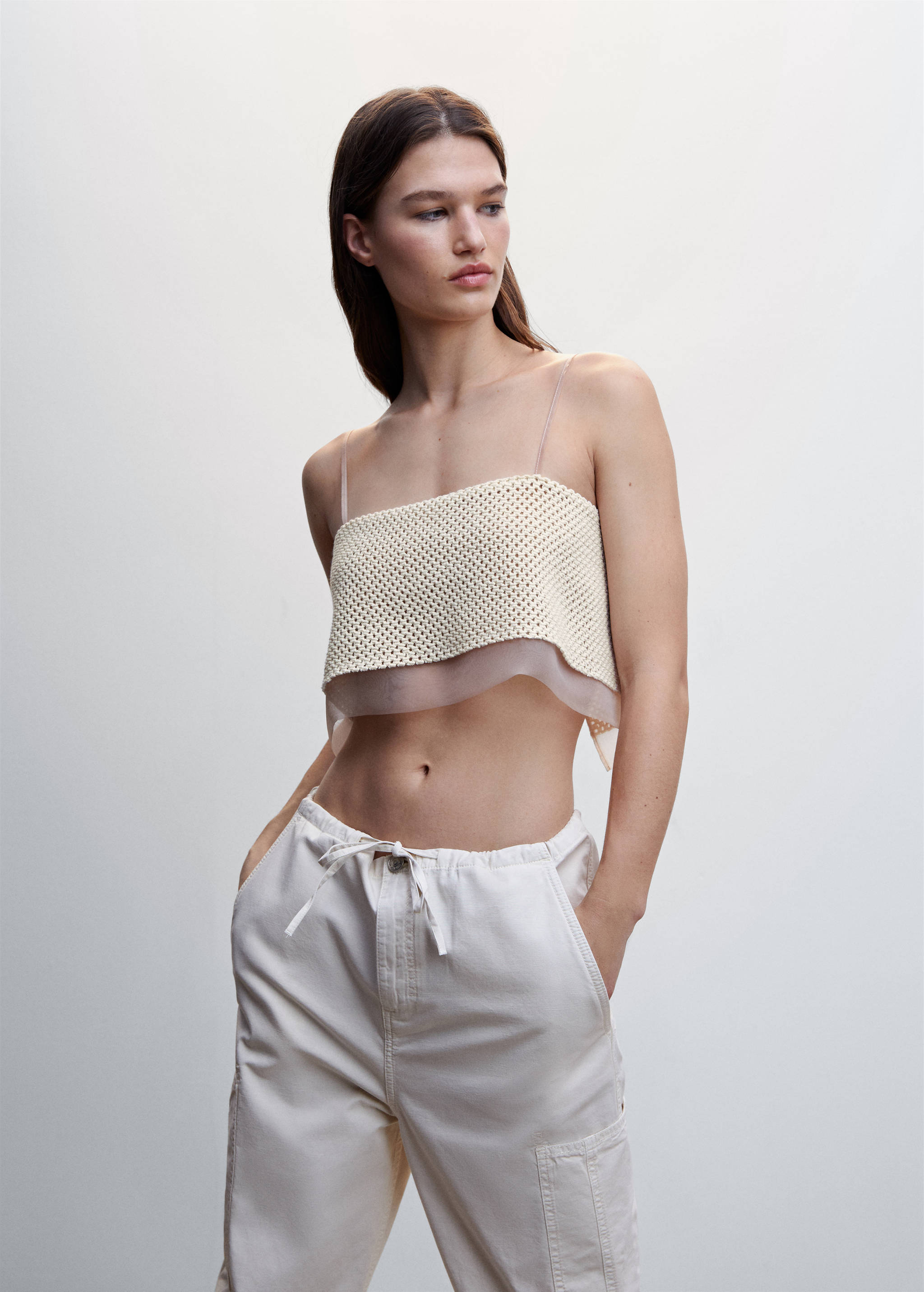 Openwork knitted crop top  - Medium plane