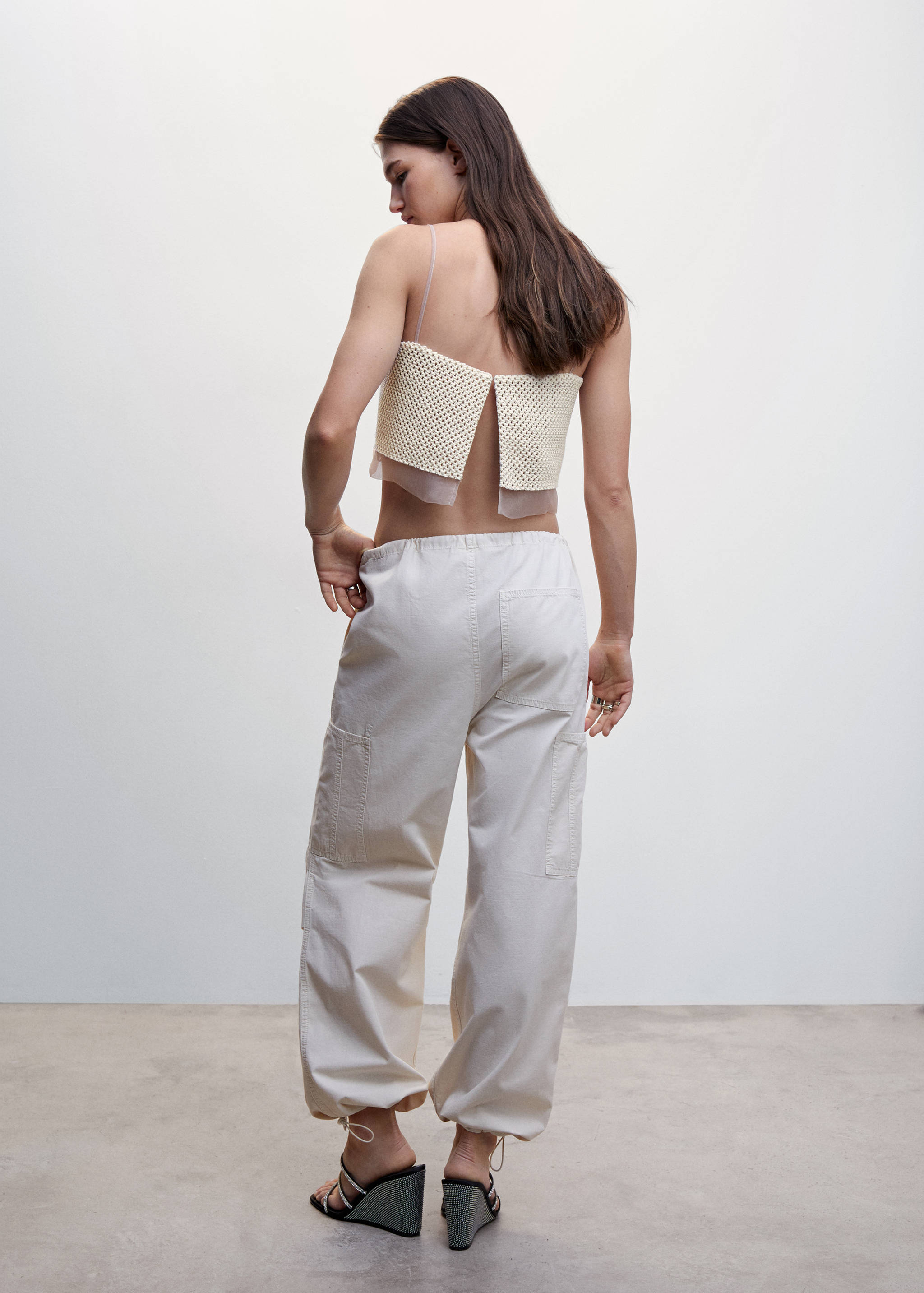 Openwork knitted crop top  - Reverse of the article