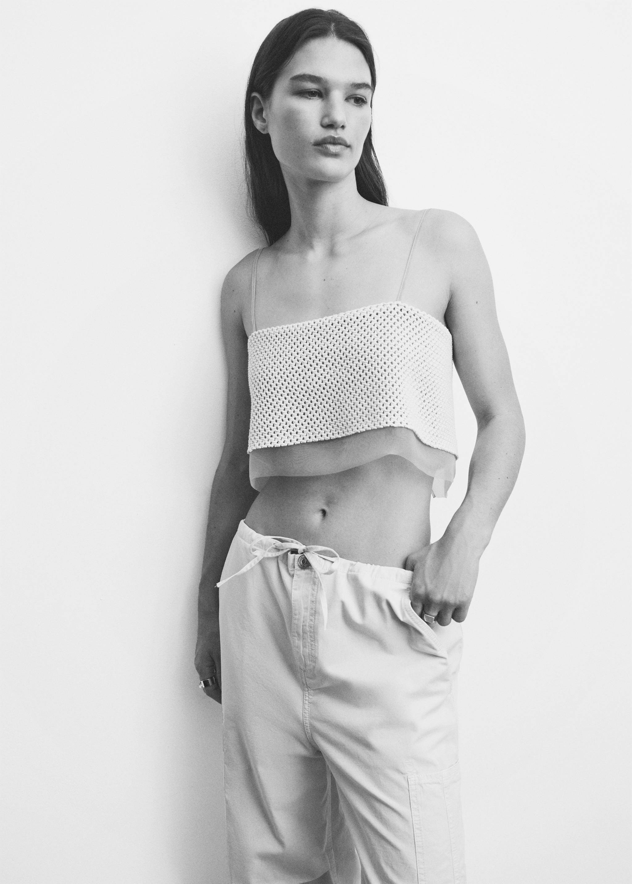 Openwork knitted crop top  - Details of the article 2