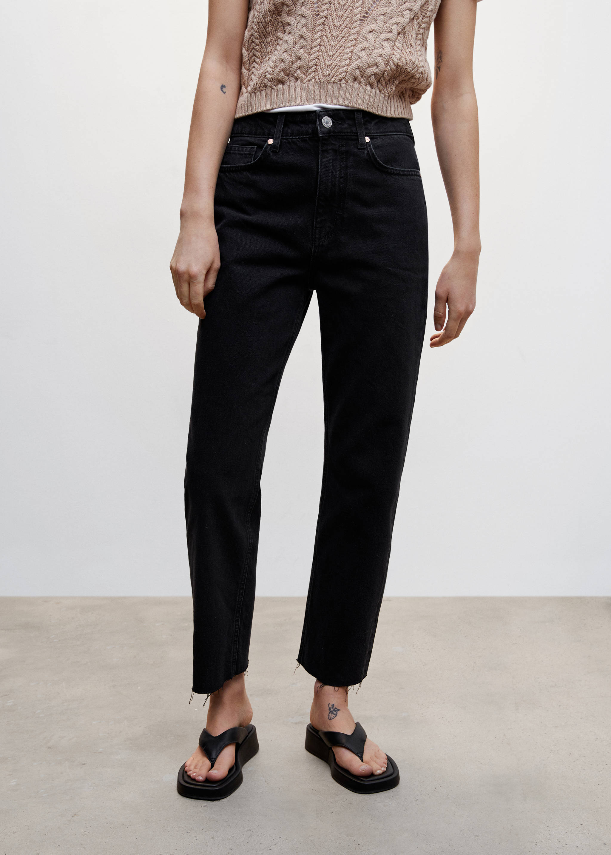 High waist straight jeans - Medium plane
