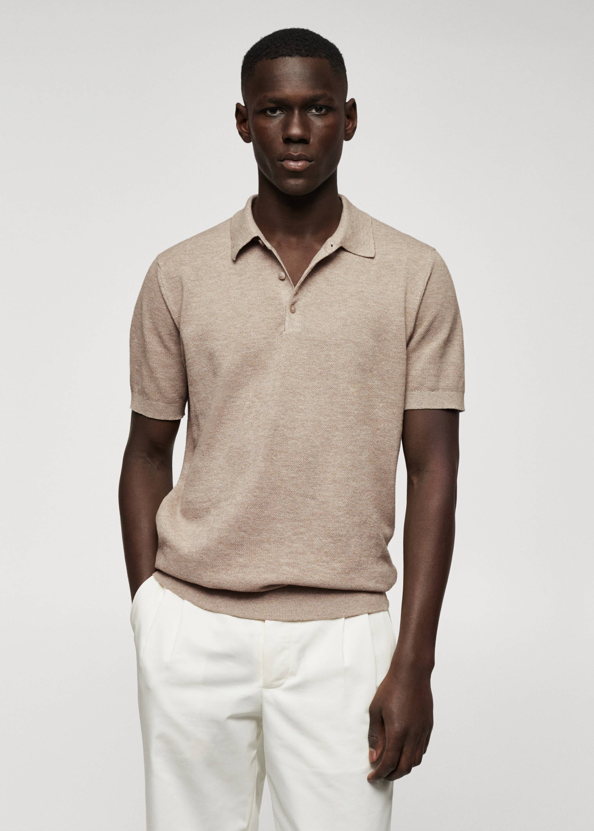 Strick-Poloshirt aus Baumwolle - Mittlere Ansicht