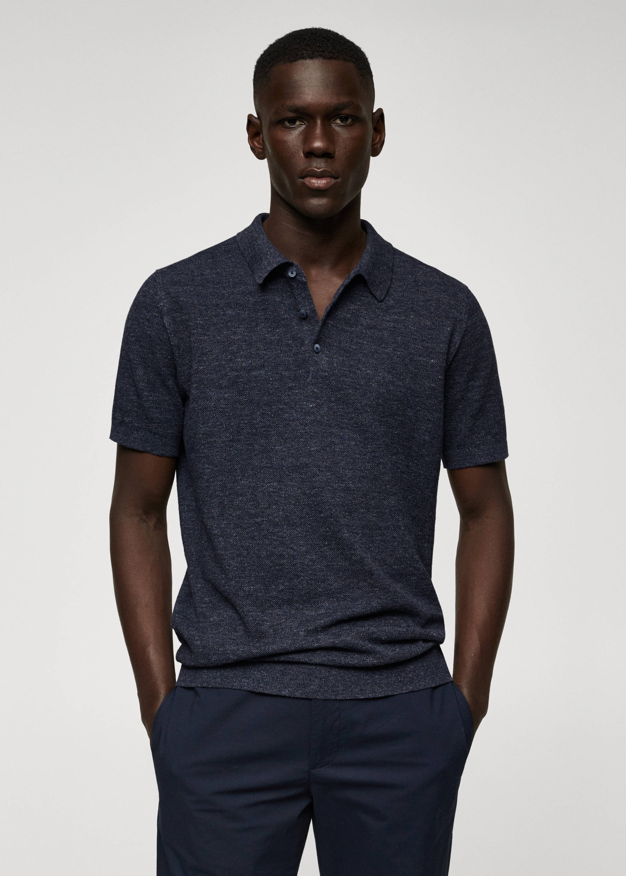 Strick-Poloshirt aus Baumwolle - Mittlere Ansicht