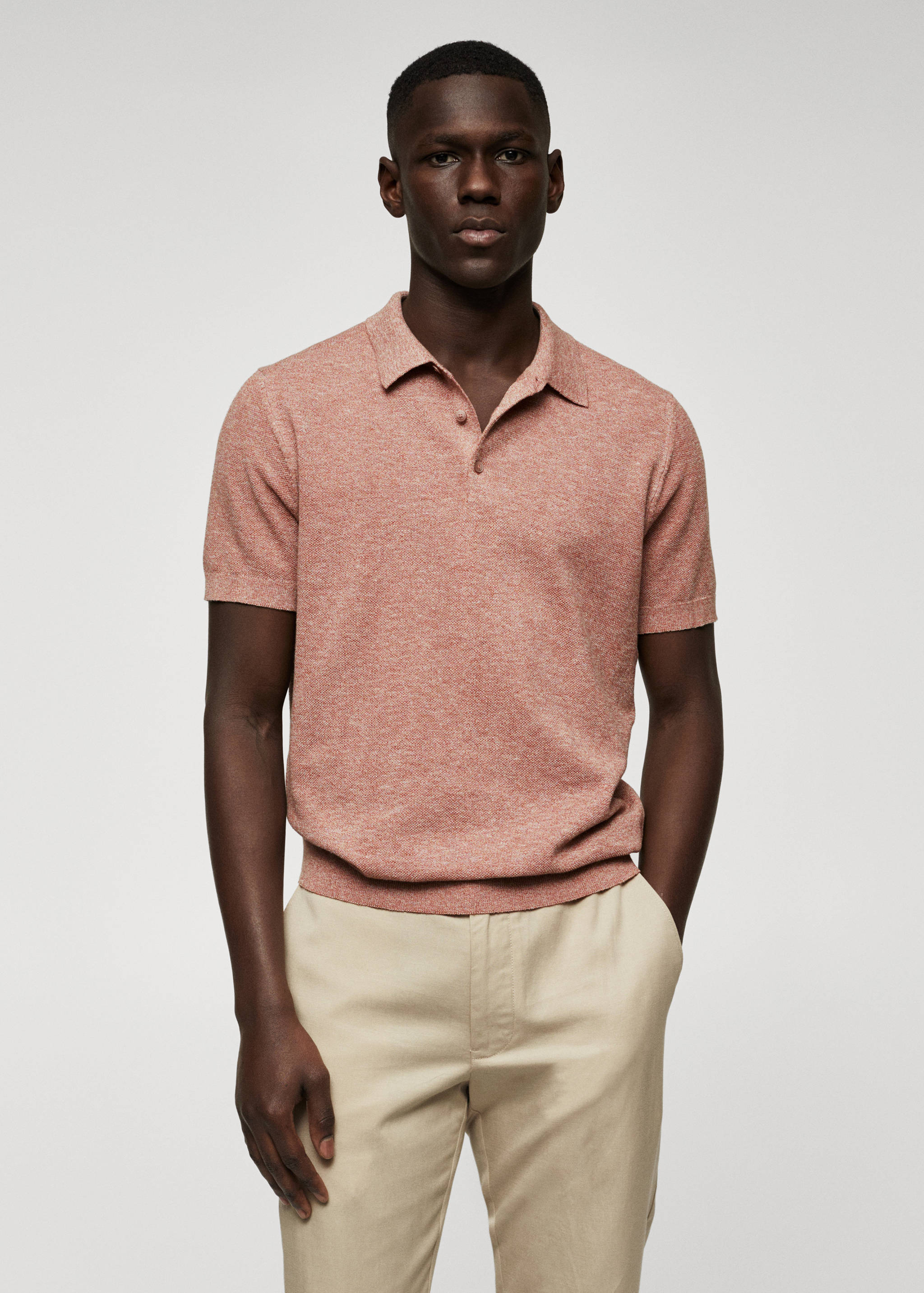 Strick-Poloshirt aus Baumwolle - Mittlere Ansicht