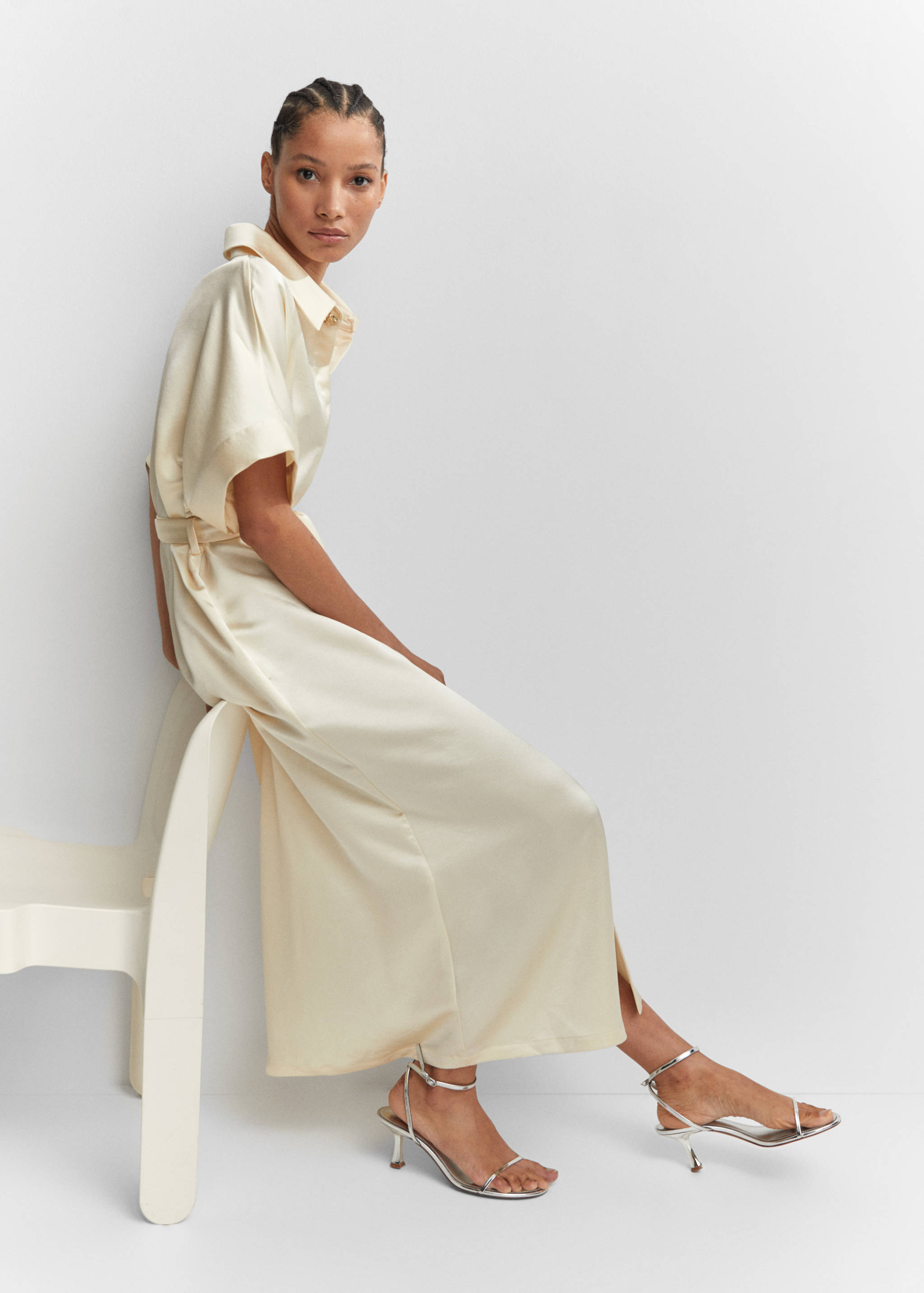 Satin shirt dress - Details of the article 2