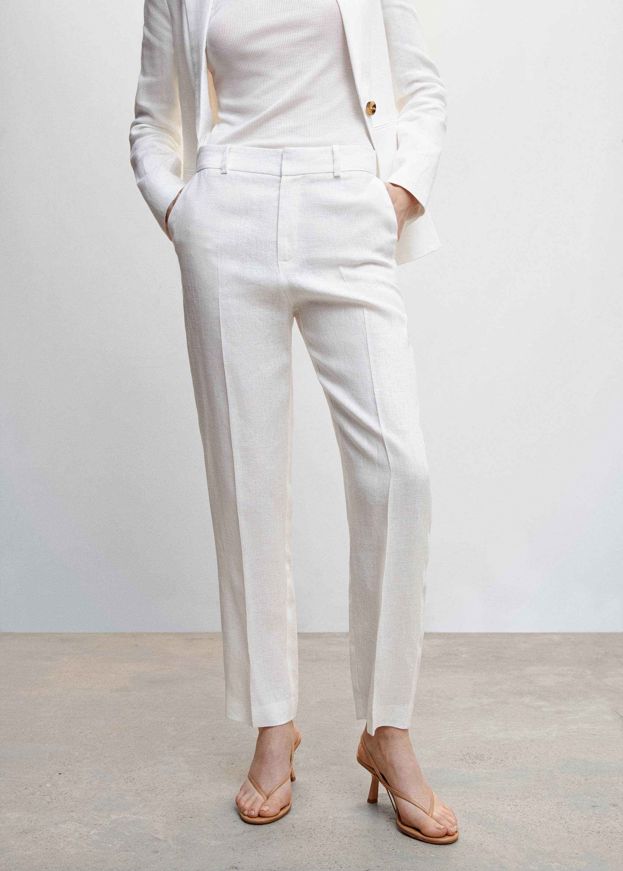 100% linen suit trousers - Medium plane