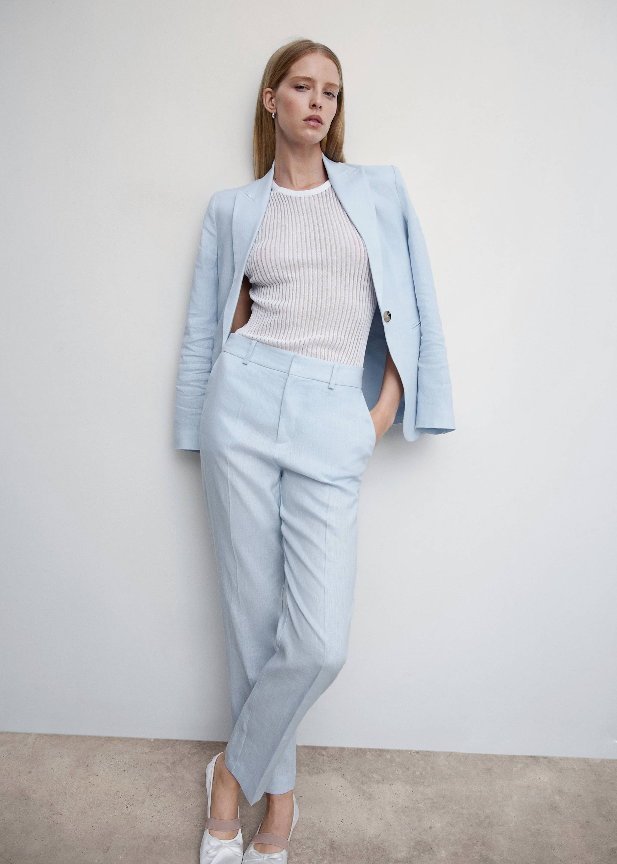 100% linen suit trousers - Details of the article 2
