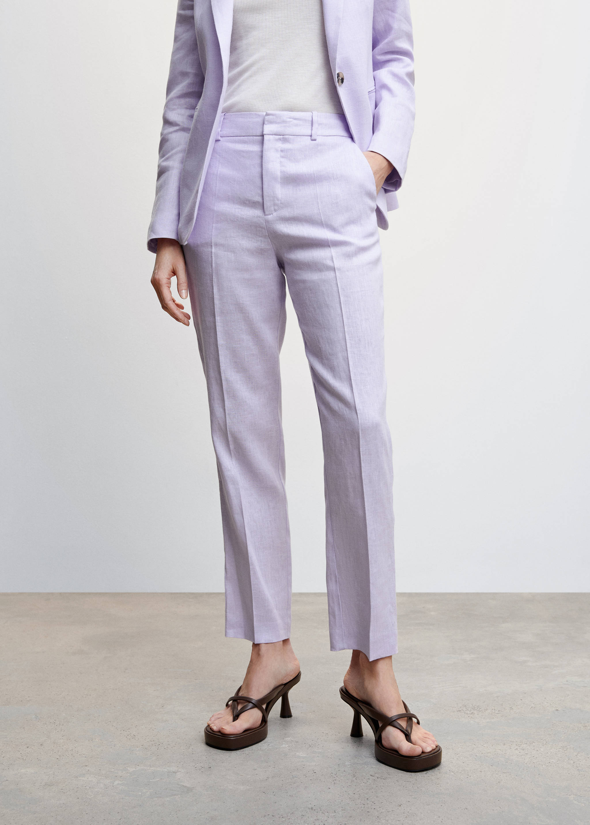 100% linen suit trousers - Medium plane
