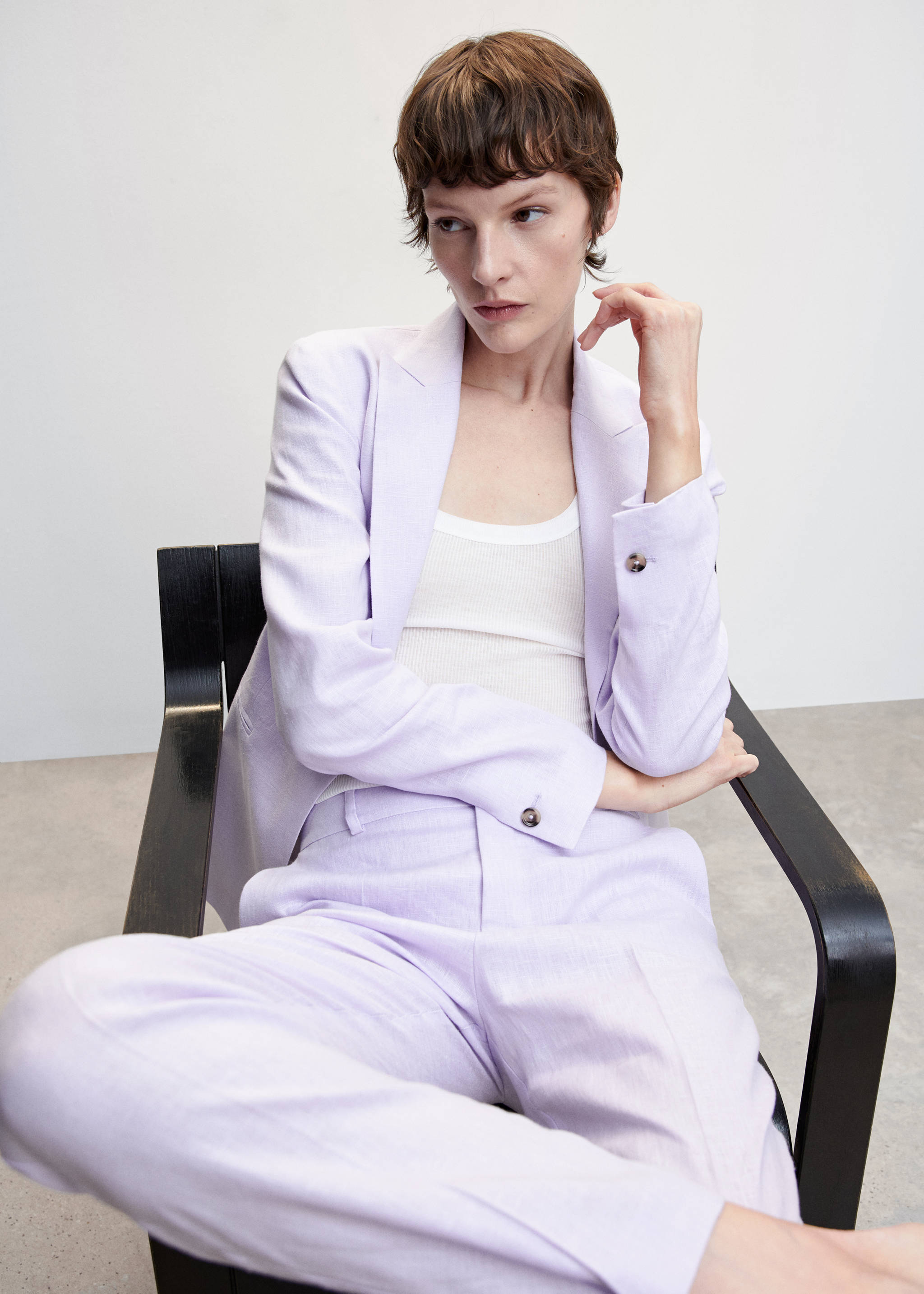 100% linen suit trousers - Details of the article 2