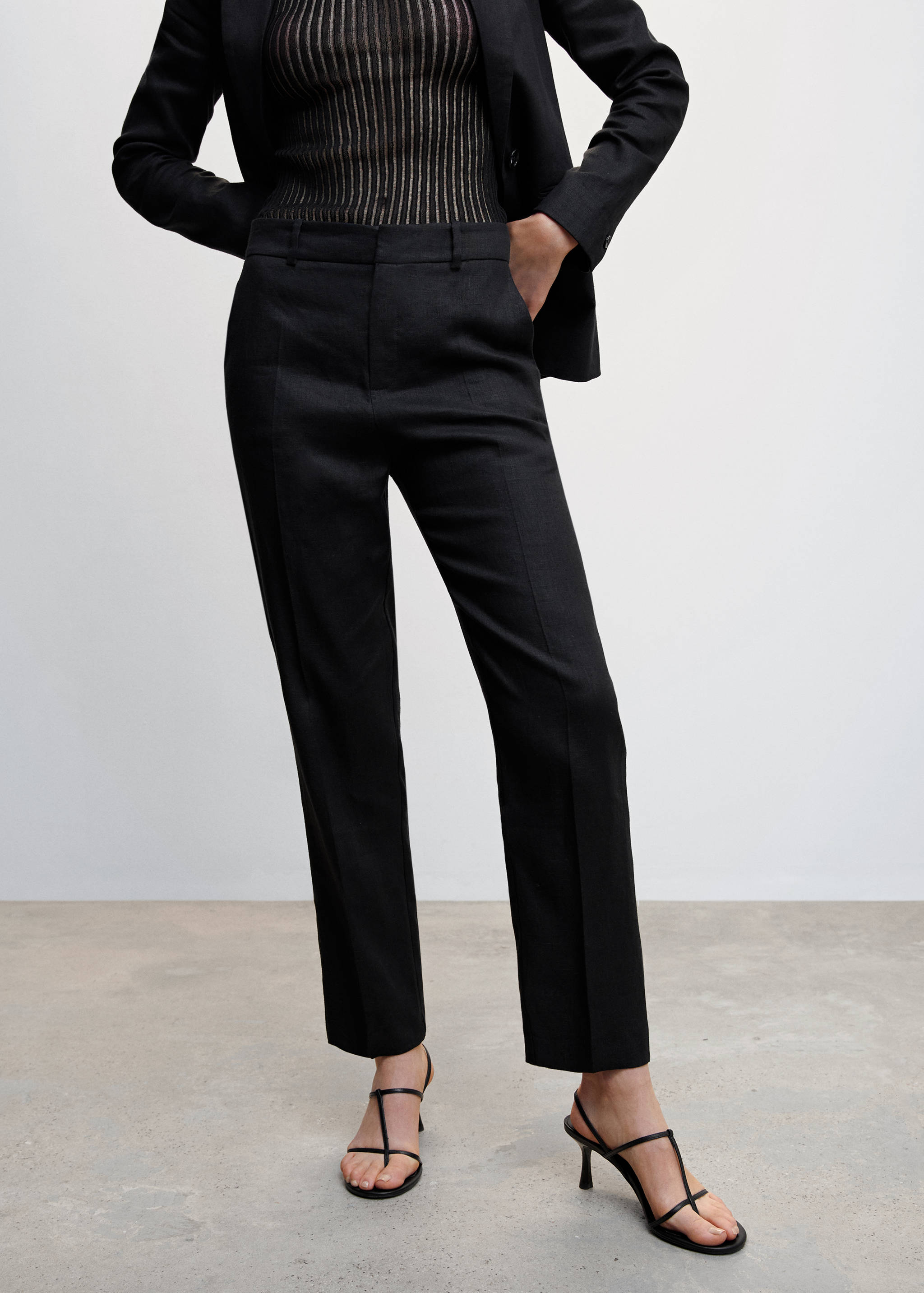 100% linen suit trousers - Medium plane