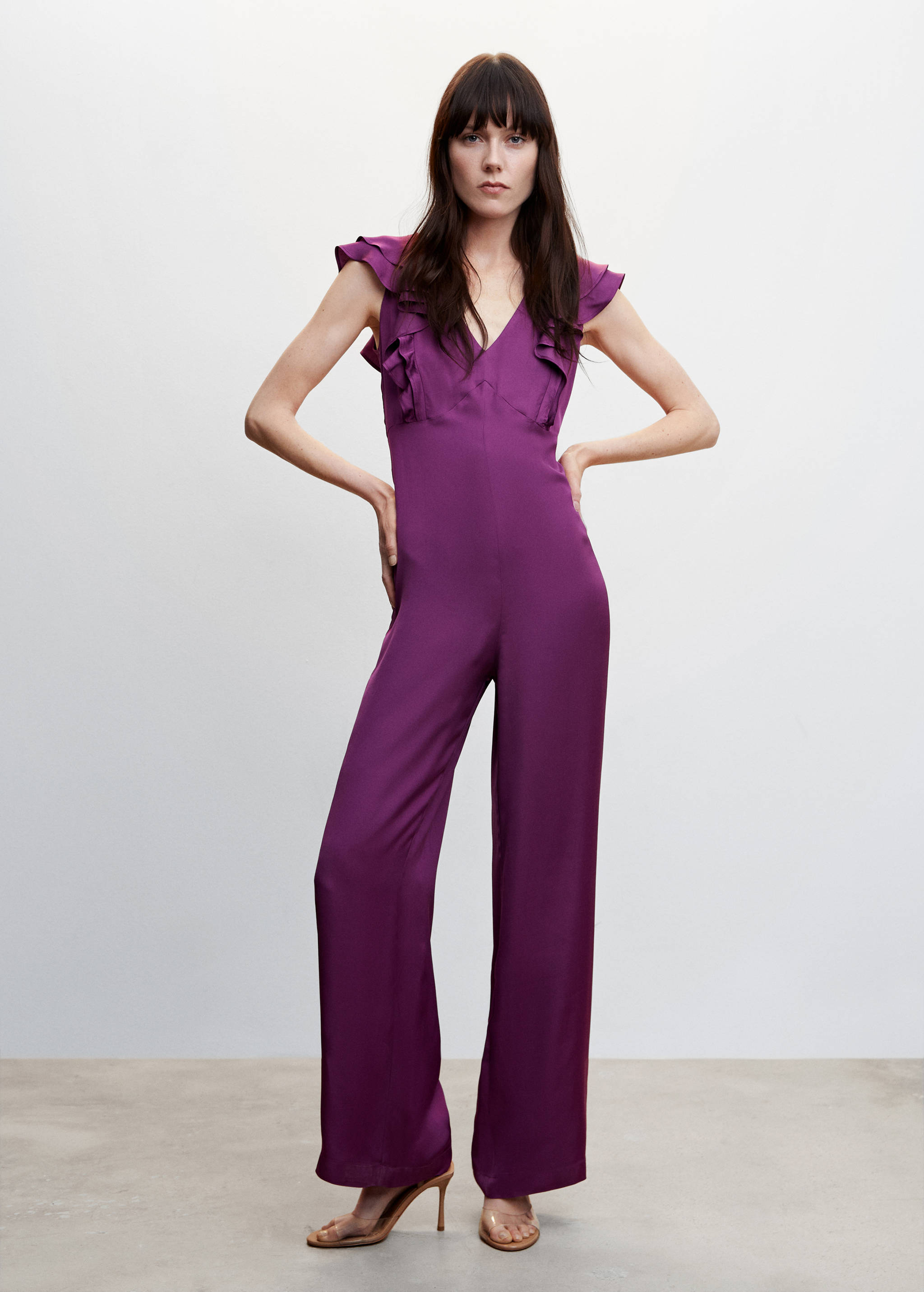 Jumpsuit met ruches en open rug - Overzichtstekening