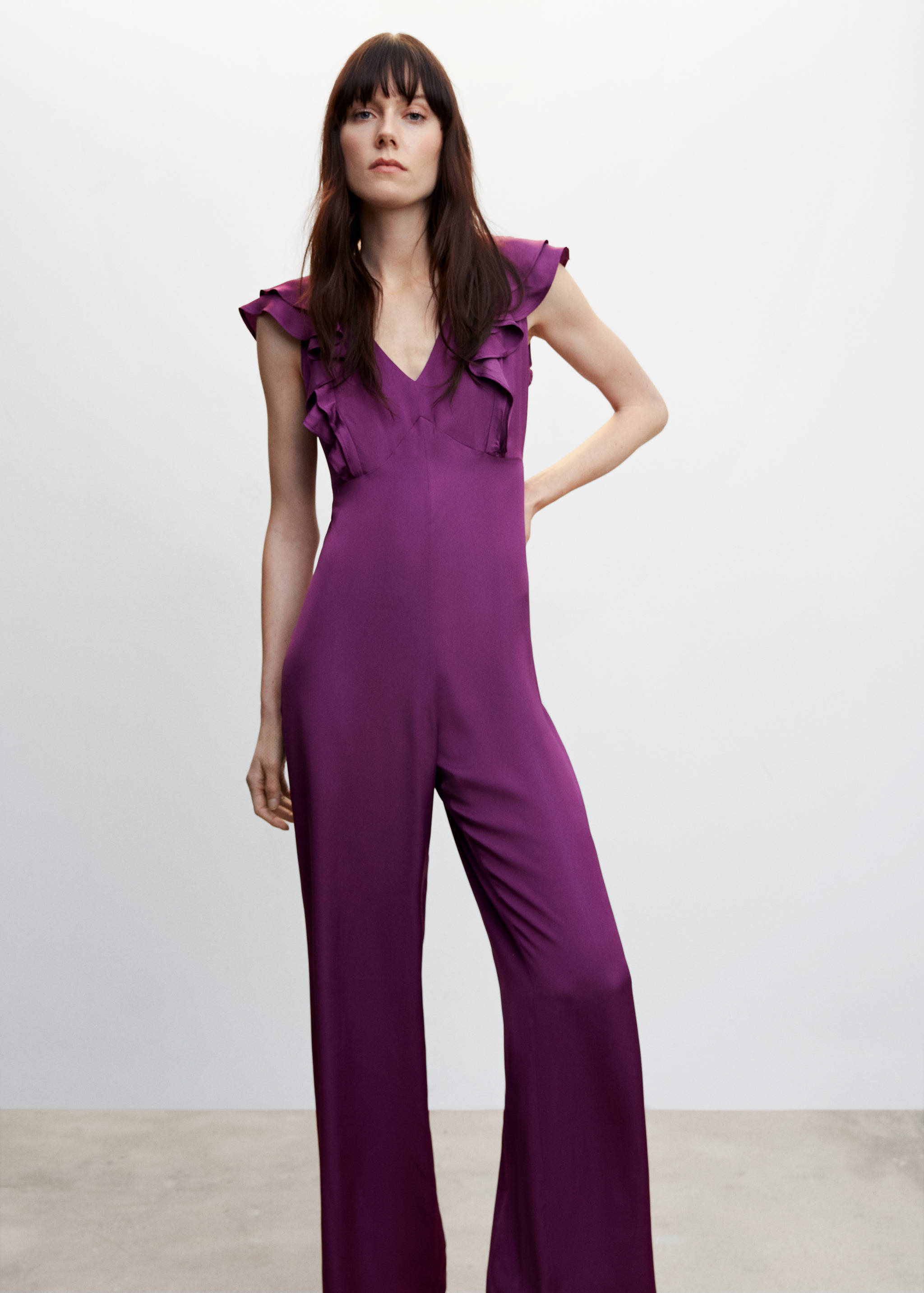 Jumpsuit met ruches en open rug - Middenvlak