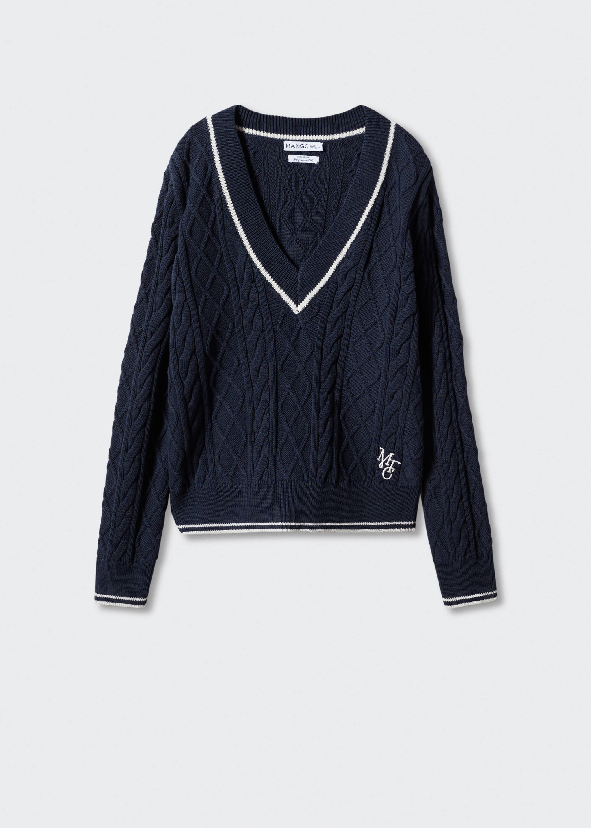 V-neck braided sweater - Article without model