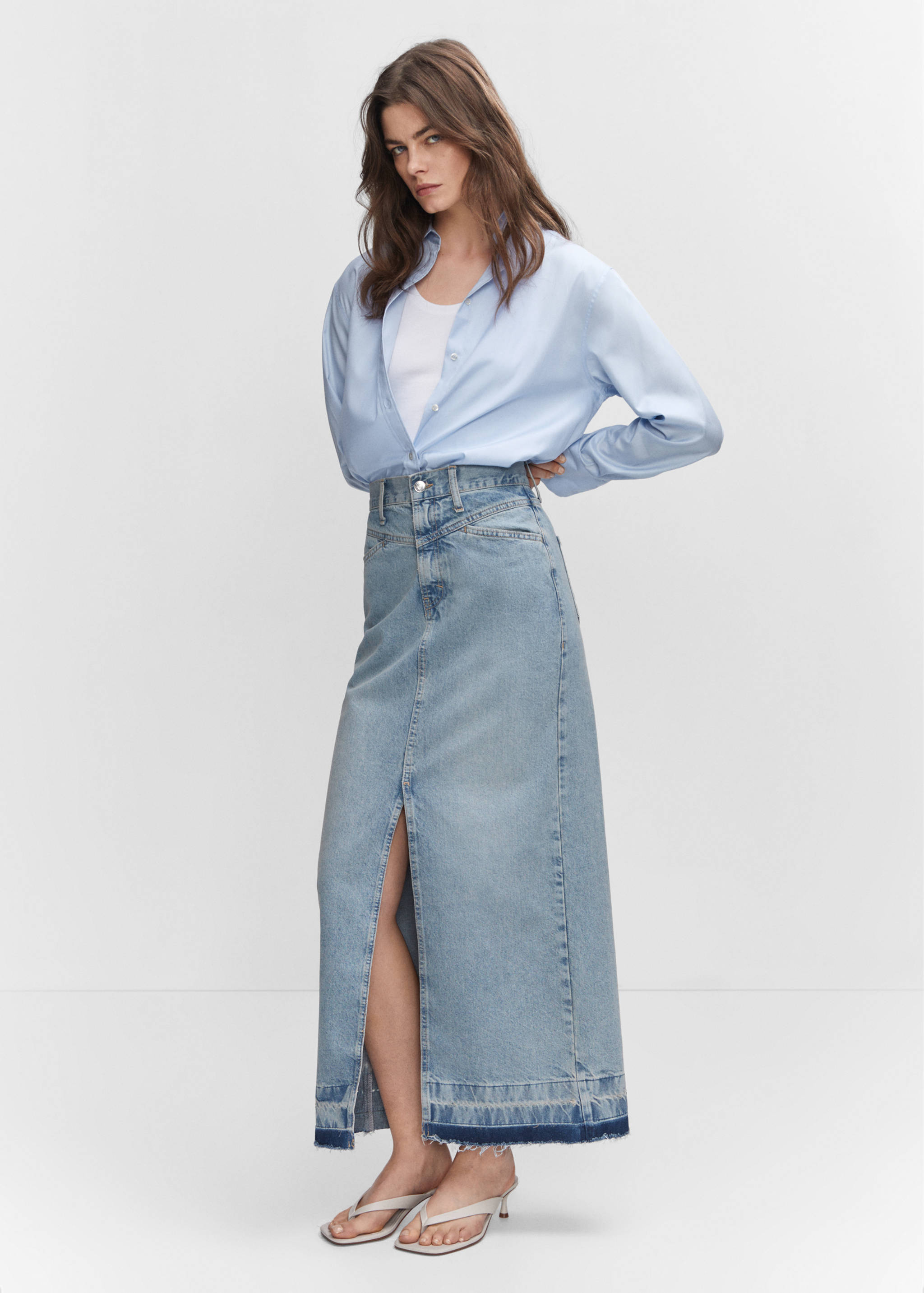 Long denim skirt - General plane