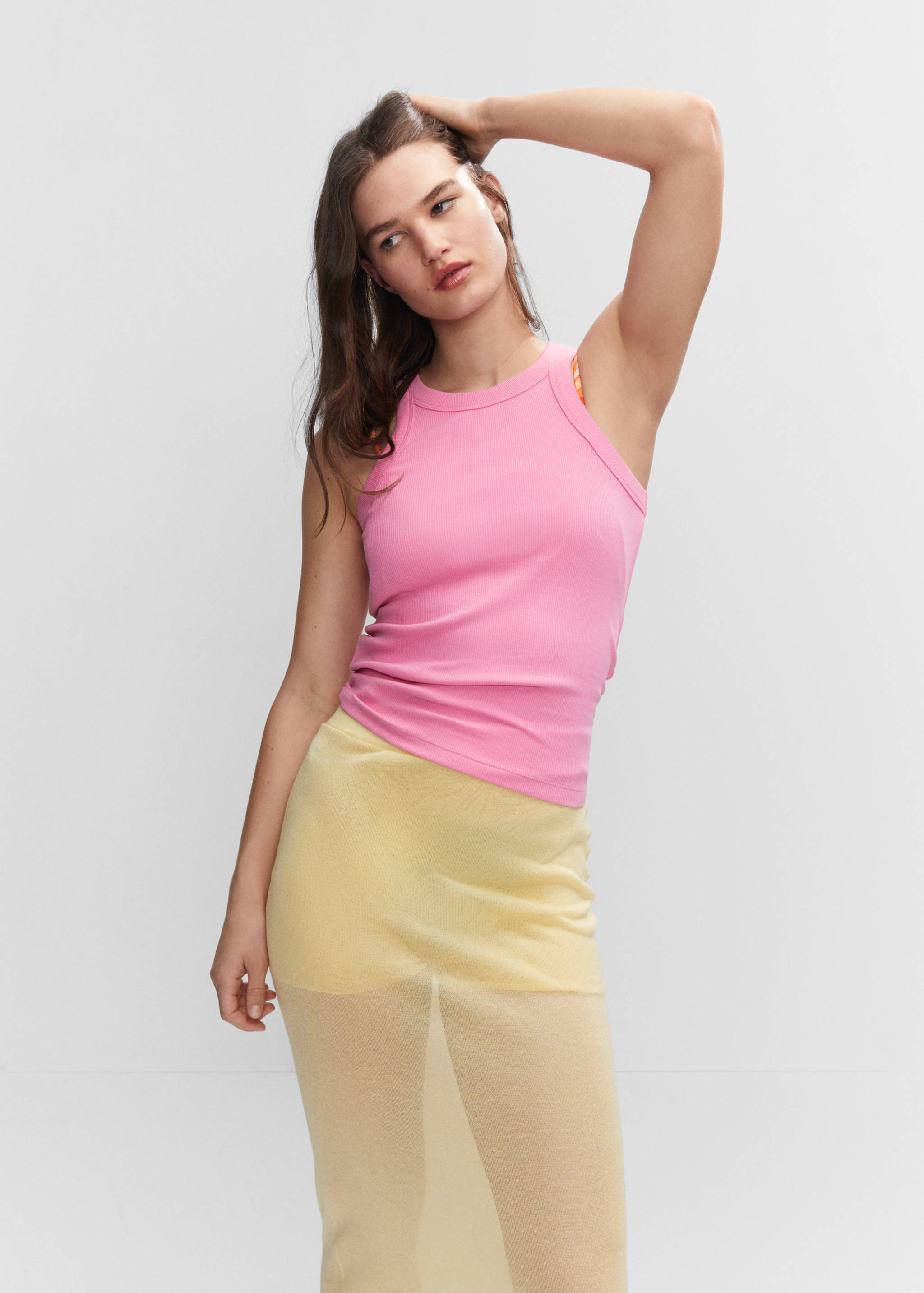 Top canalé algodón - Plano medio