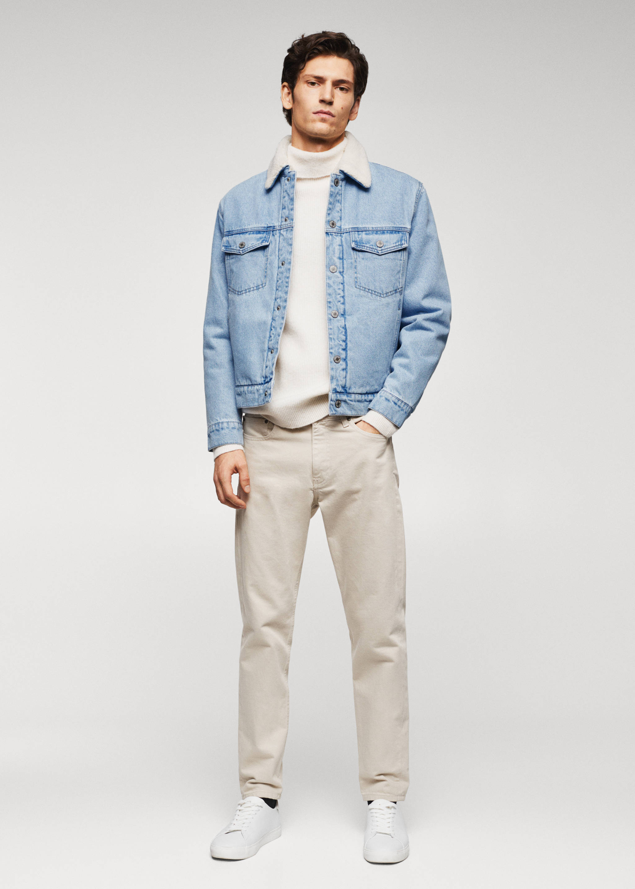 Jeansjacke mit Kunstshearling - Allgemeine Ansicht