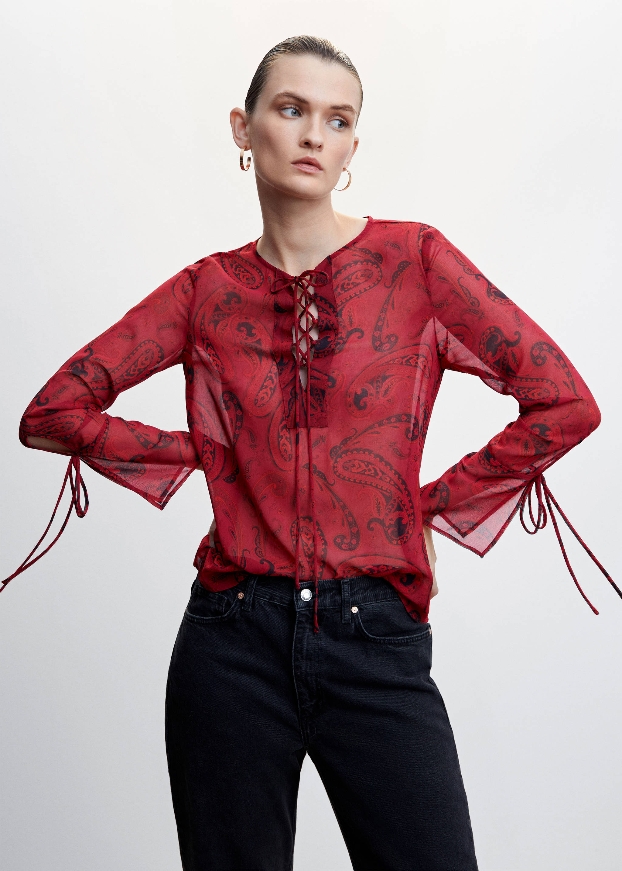 Paisley blouse with bow - Medium plane