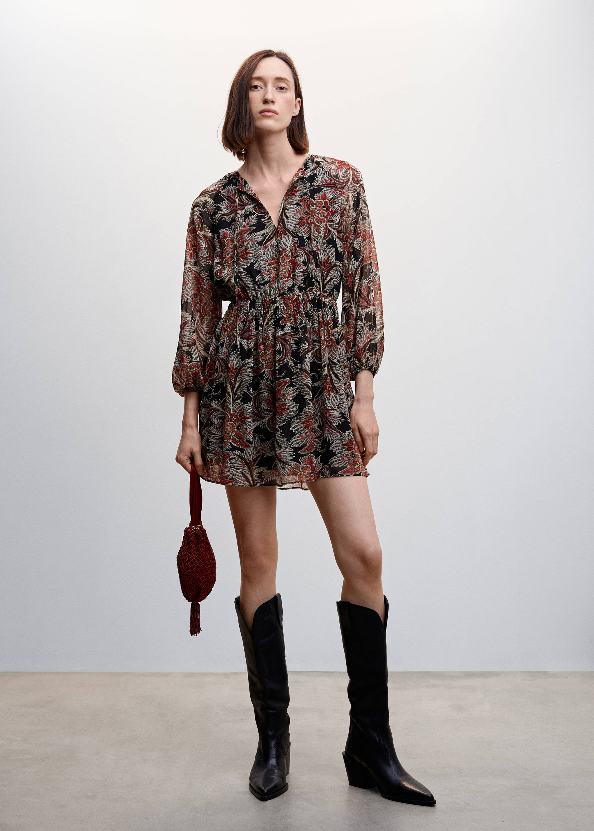 Chiffonkleid mit Blumenmuster - Allgemeine Ansicht