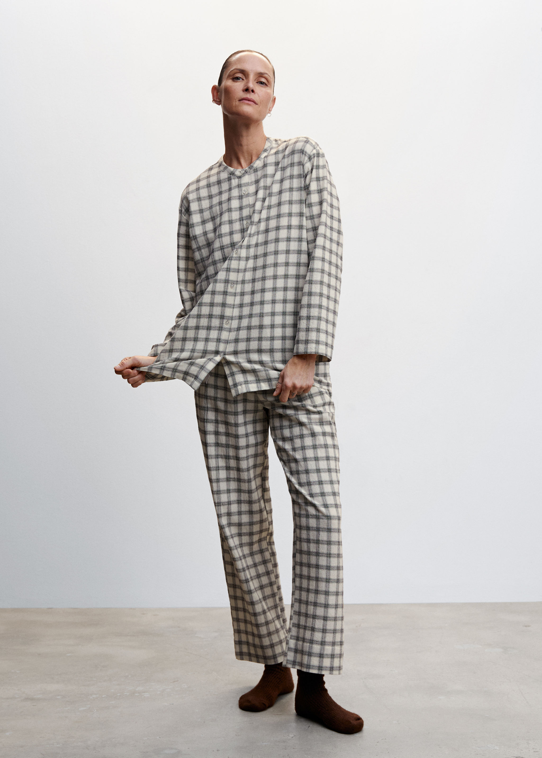 Camisa pijama quadres franel·la - Pla general
