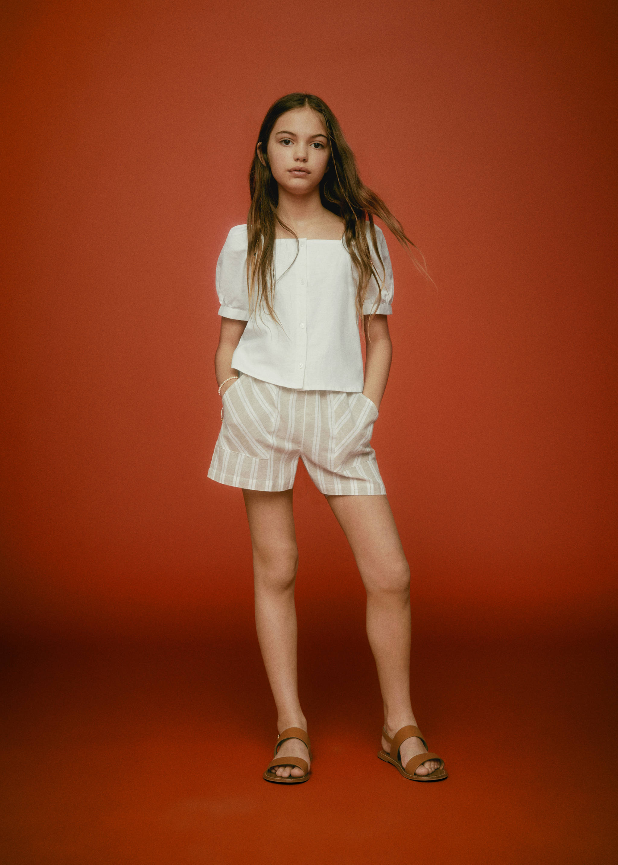 Striped linen shorts - General plane