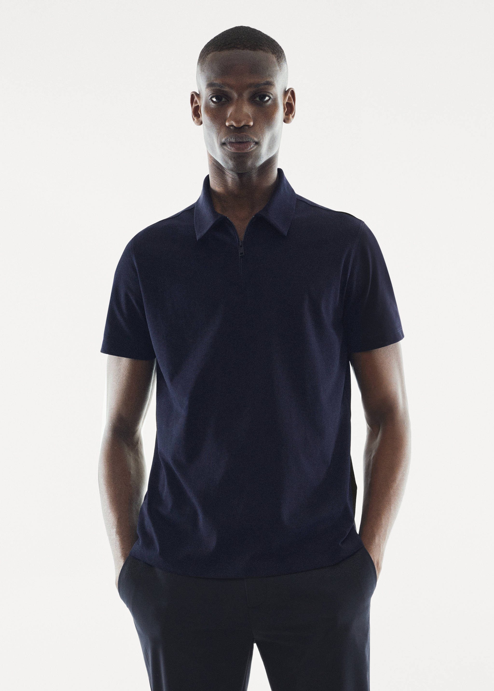 Zip cotton polo shirt - Medium plane