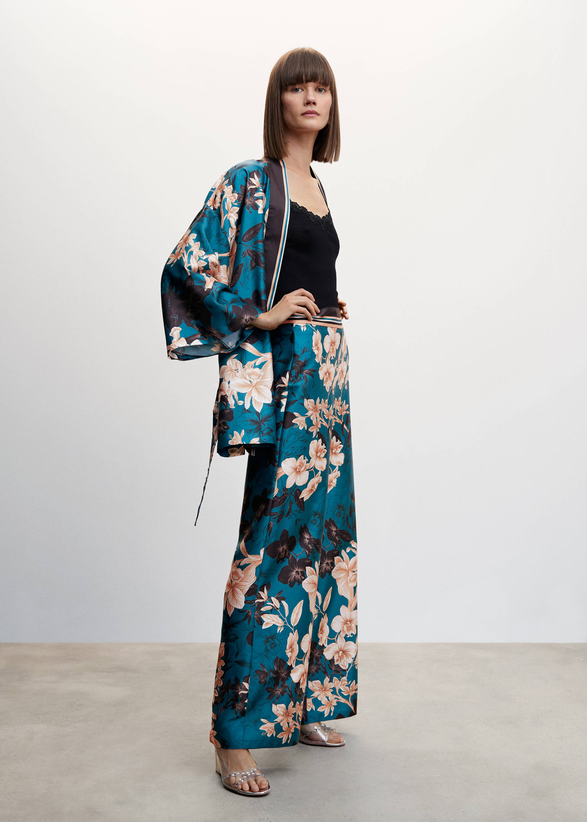 Floral palazzo trousers - General plane