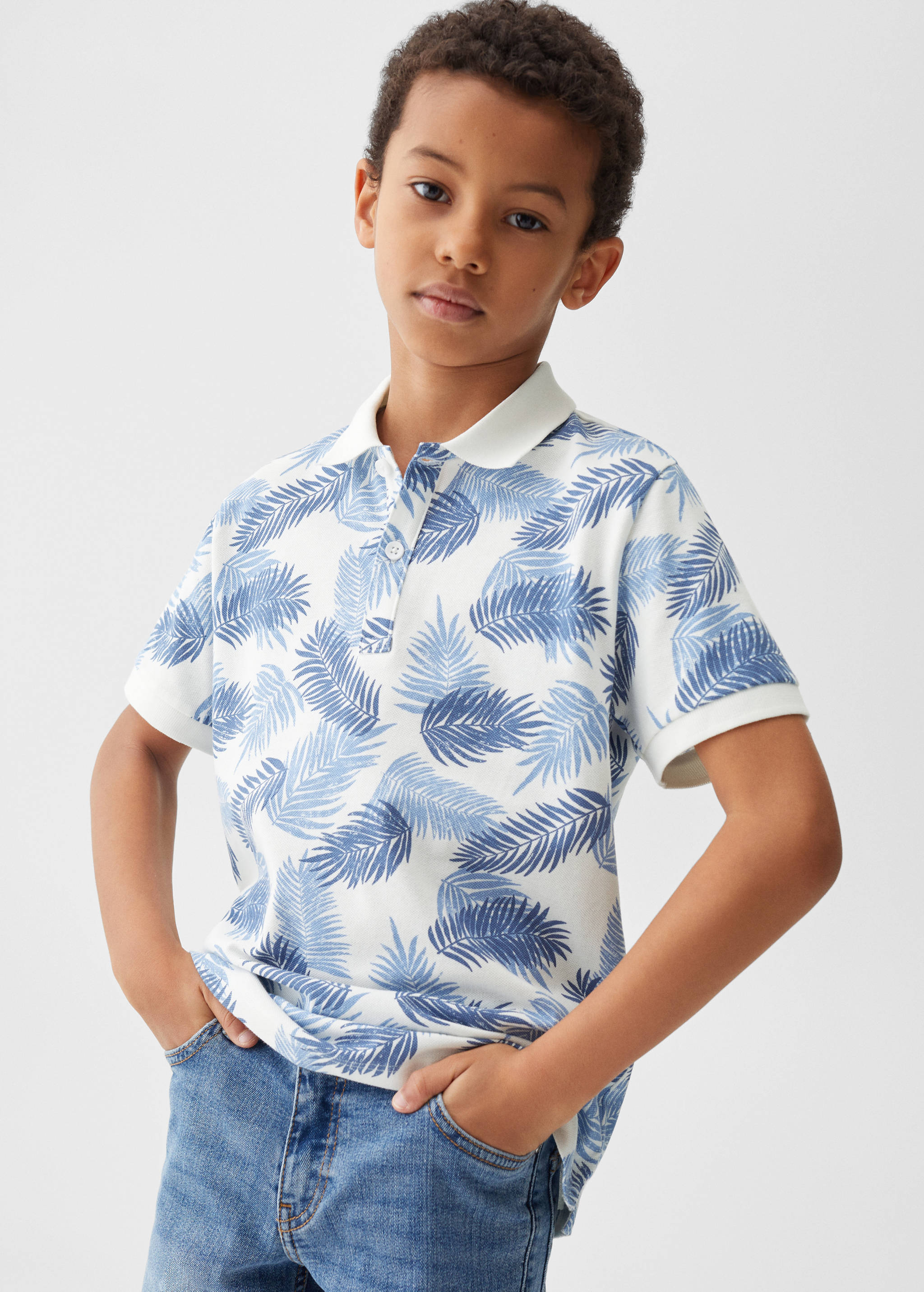 Polo-Shirt mit Palmenmotiv - Mittlere Ansicht