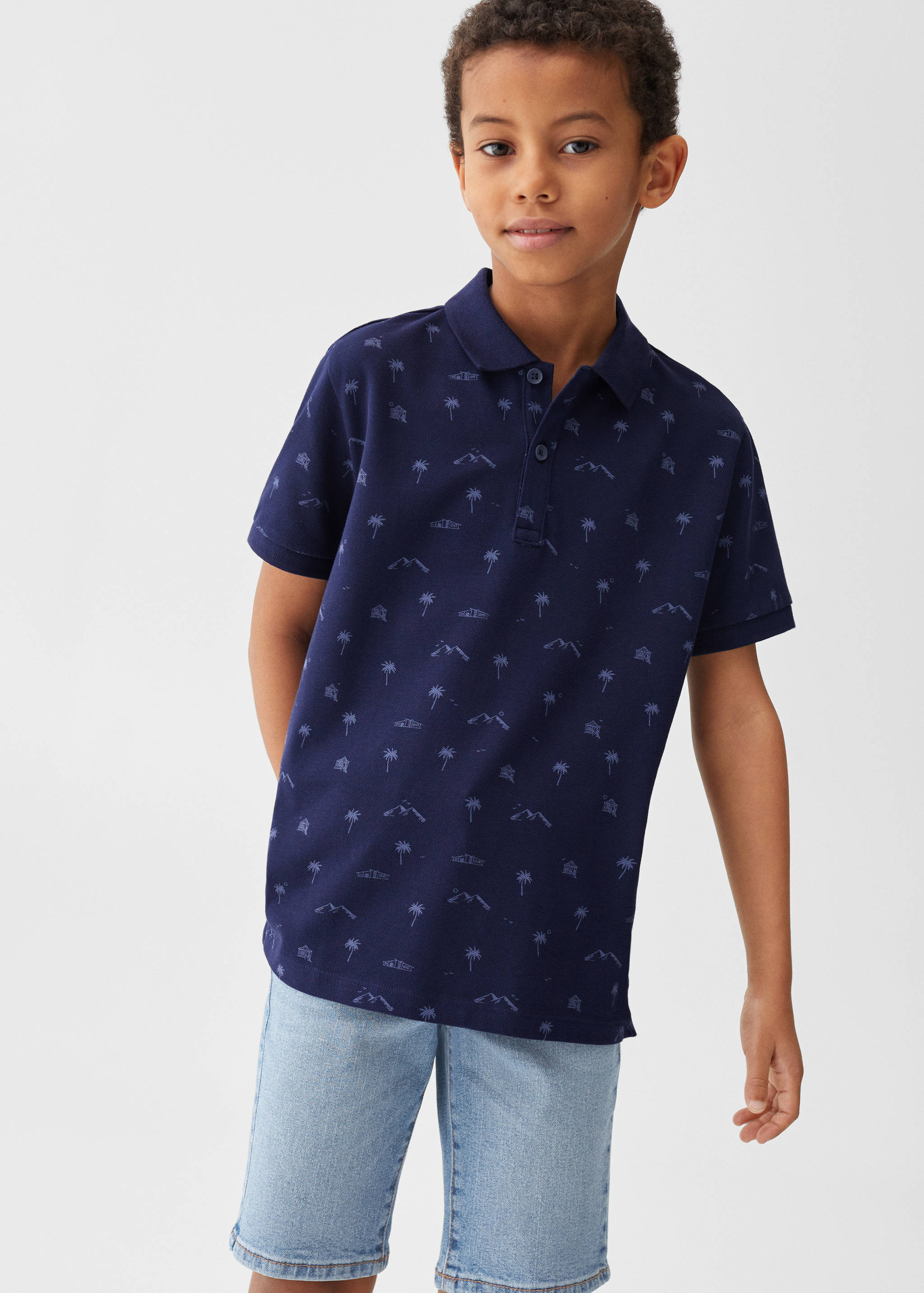 Polo-Shirt mit Palmenmotiv - Mittlere Ansicht