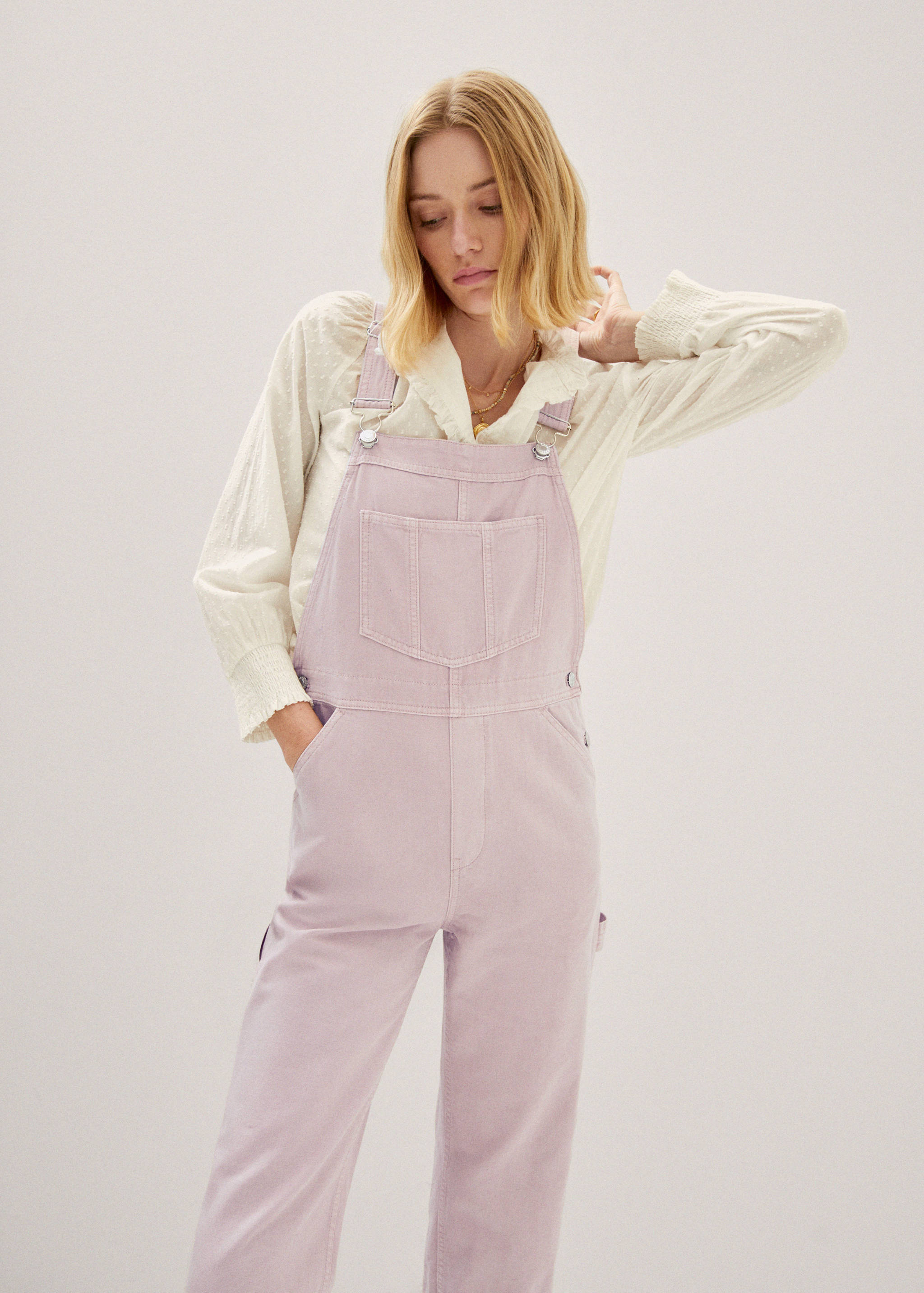 Gefütterte Jeans-Latzhose - Mittlere Ansicht