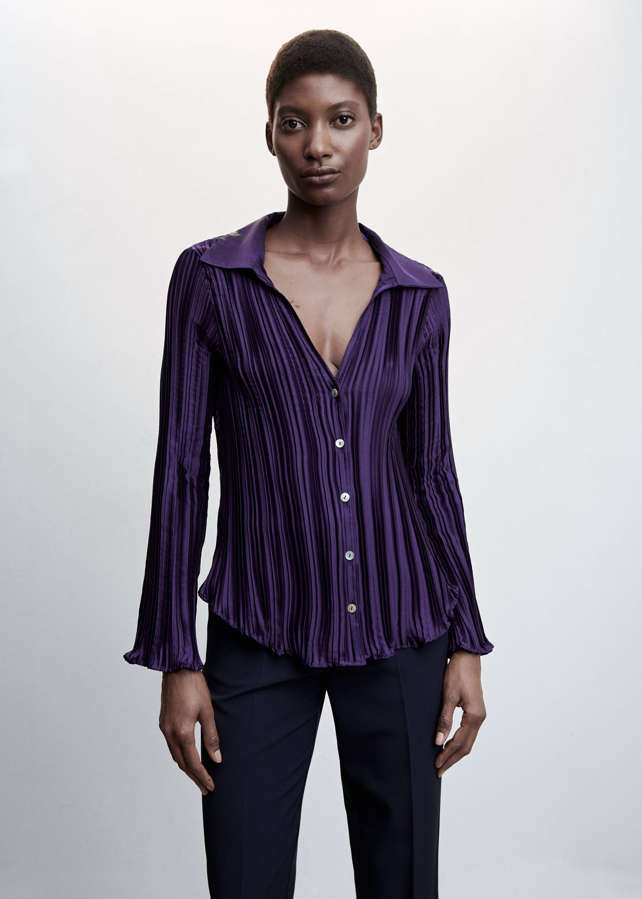 Satin pleated shirt - Medium plane