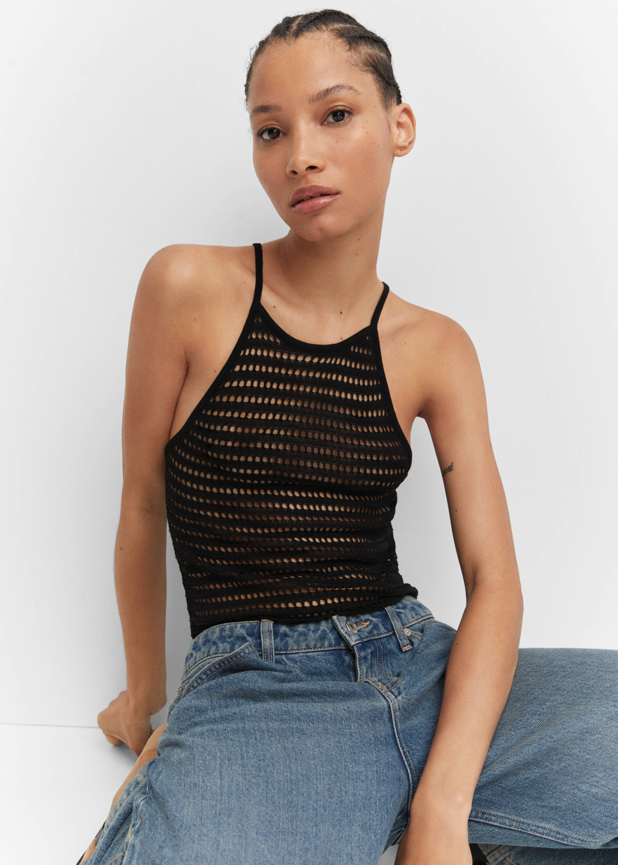 Halter-neck knitted top - Details of the article 1