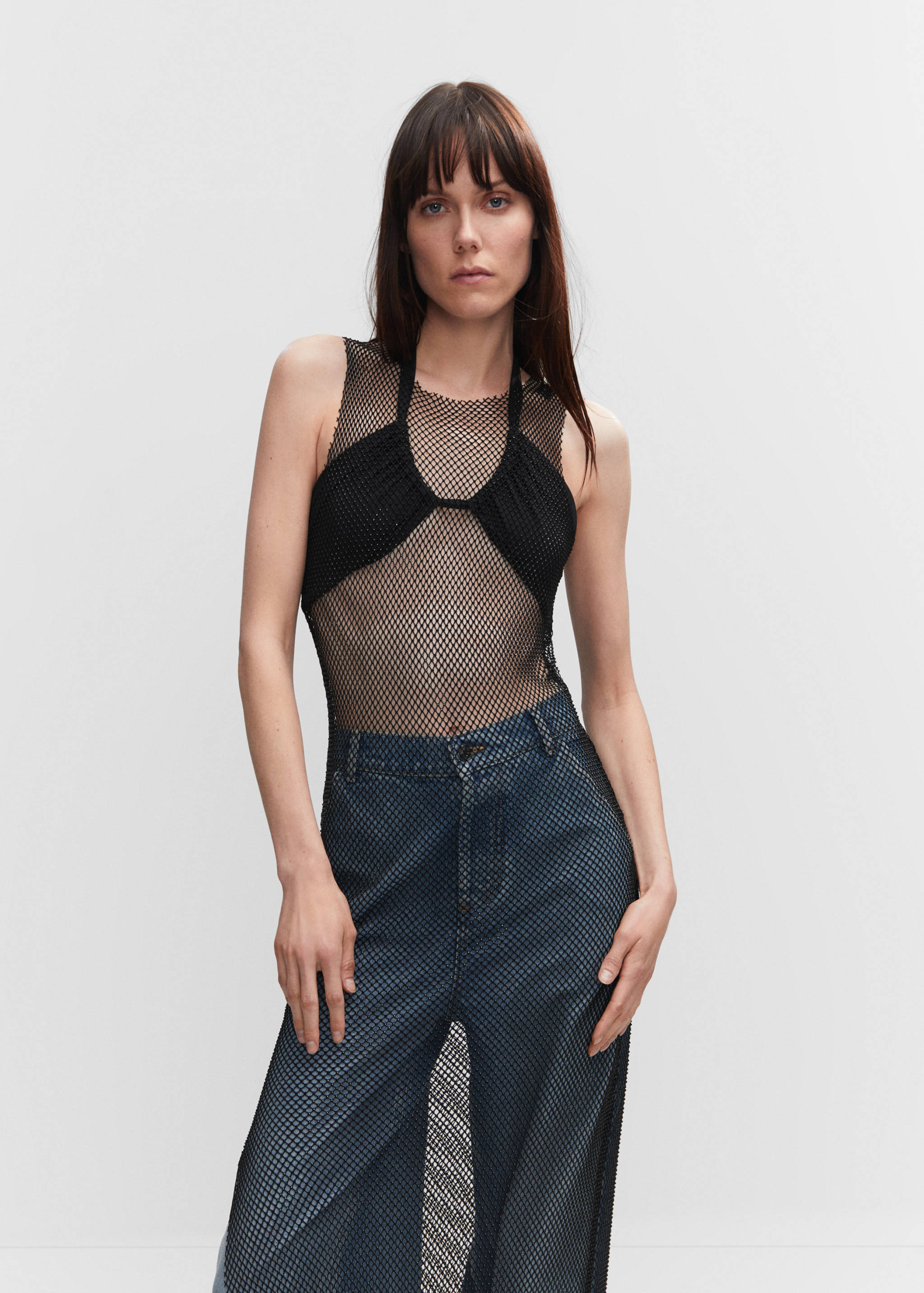 Mesh dress with crystal detail - Medium plane