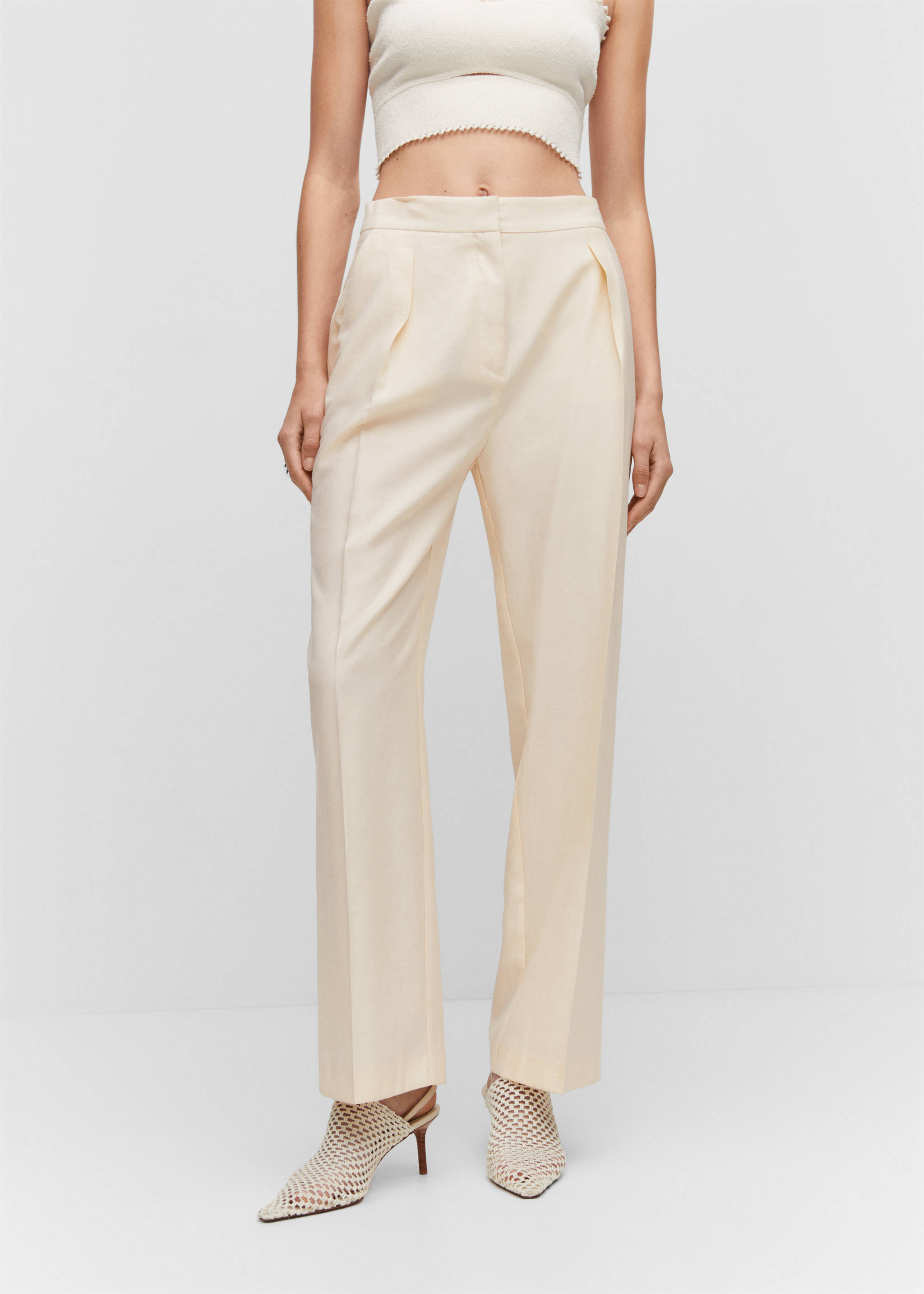 Straight-fit pleated trousers - Medium plane