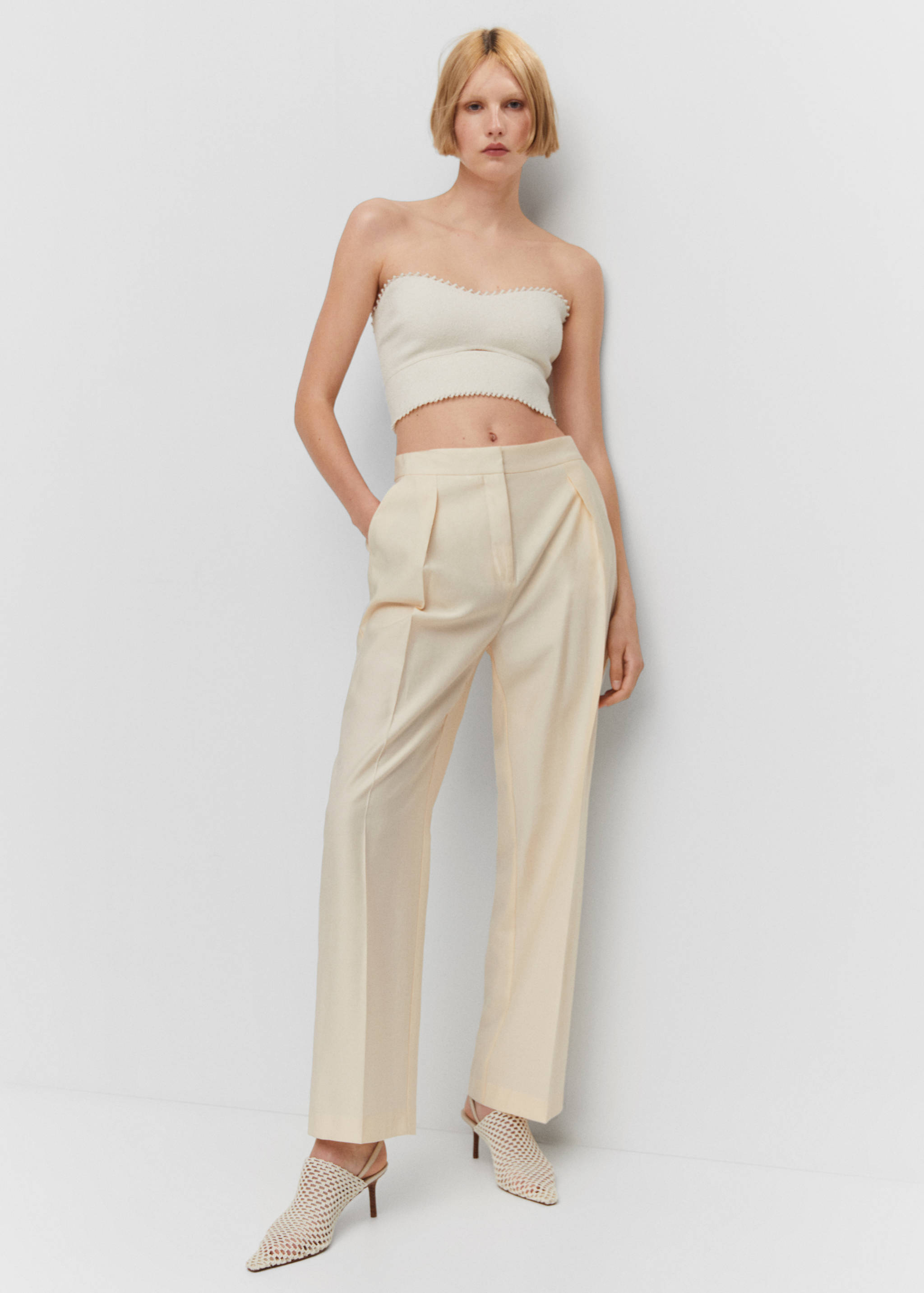 Straight-fit pleated trousers - Details of the article 2