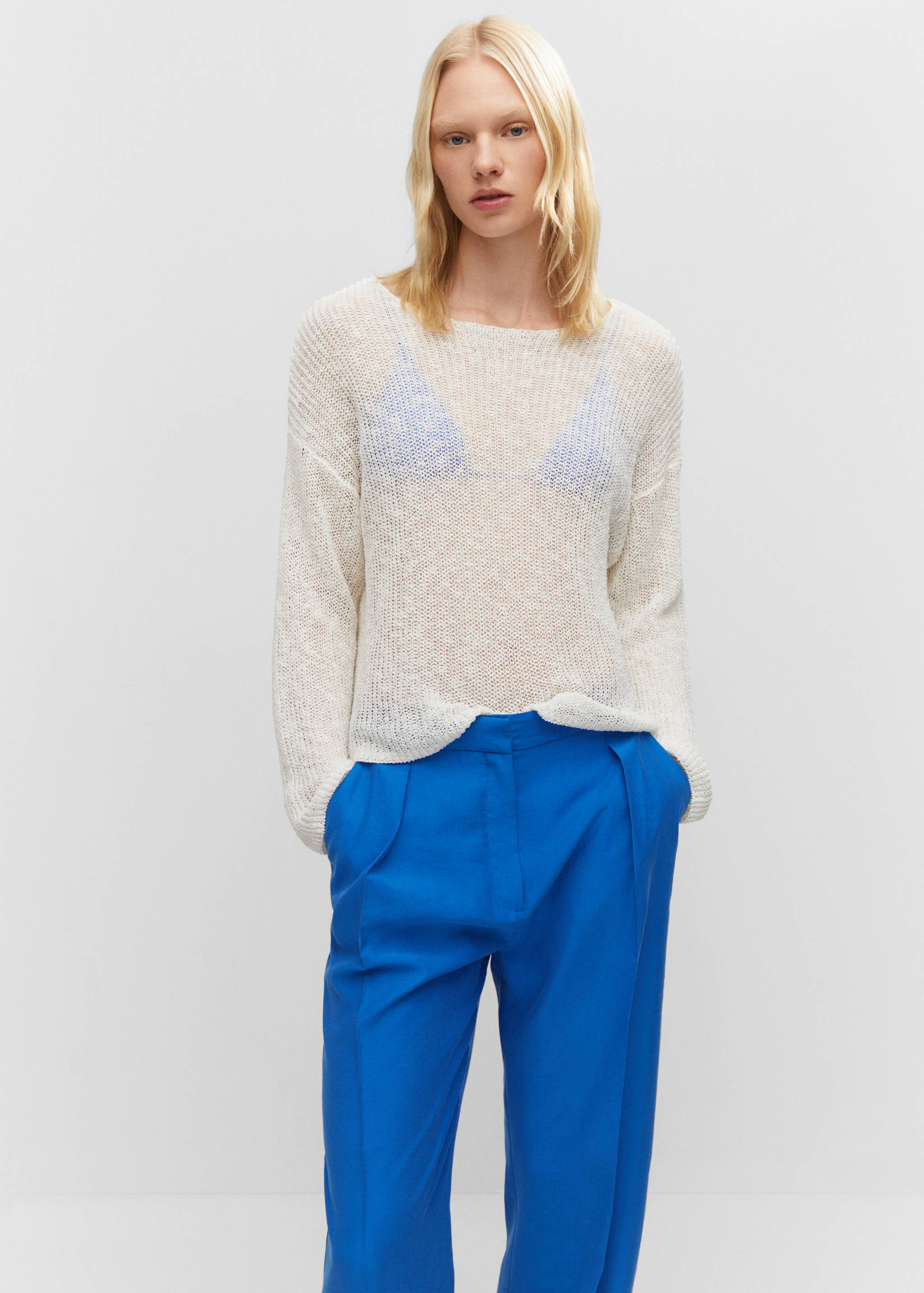 Straight-fit pleated trousers - Details of the article 1