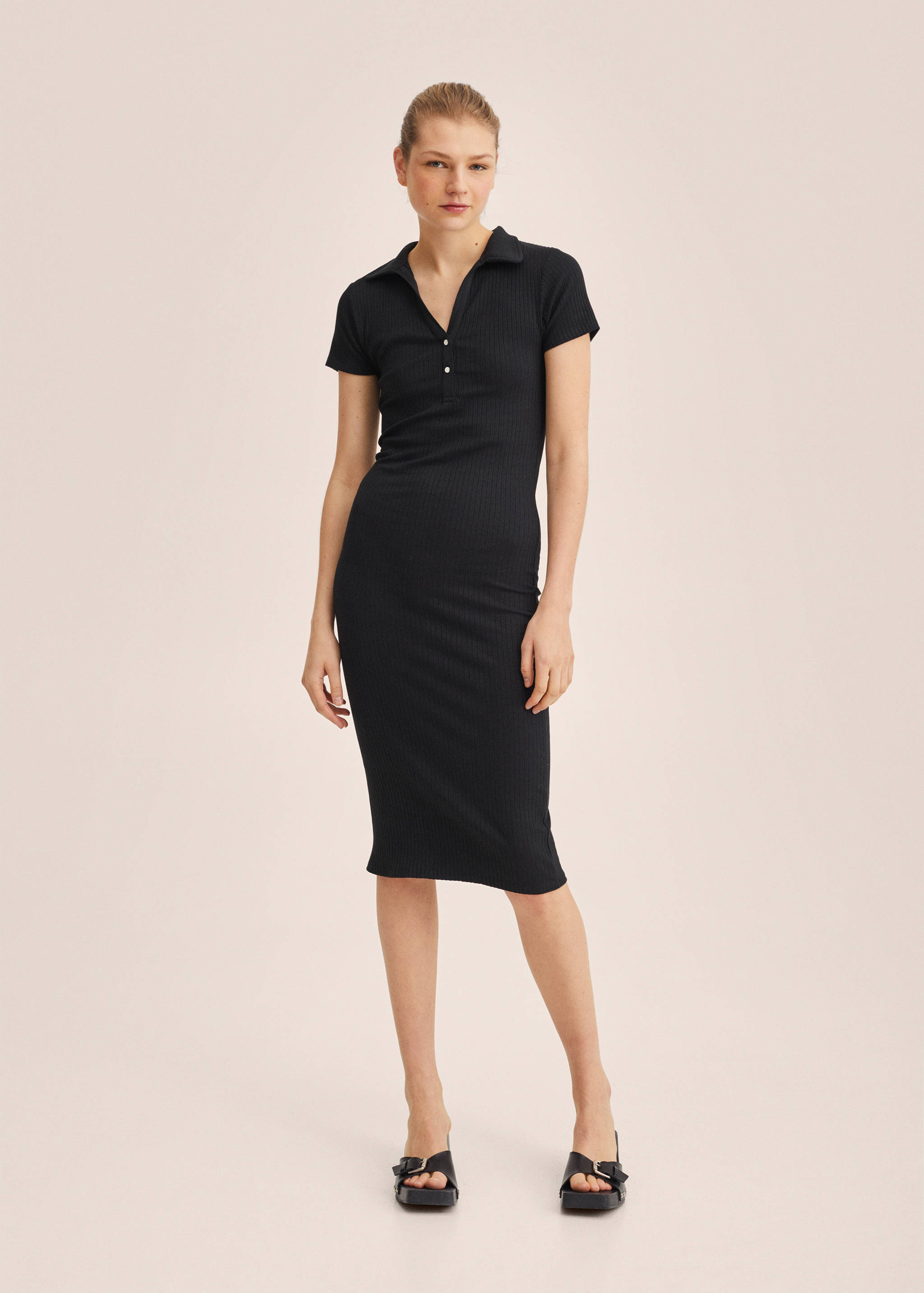 Vestido midi canalé - Plano general