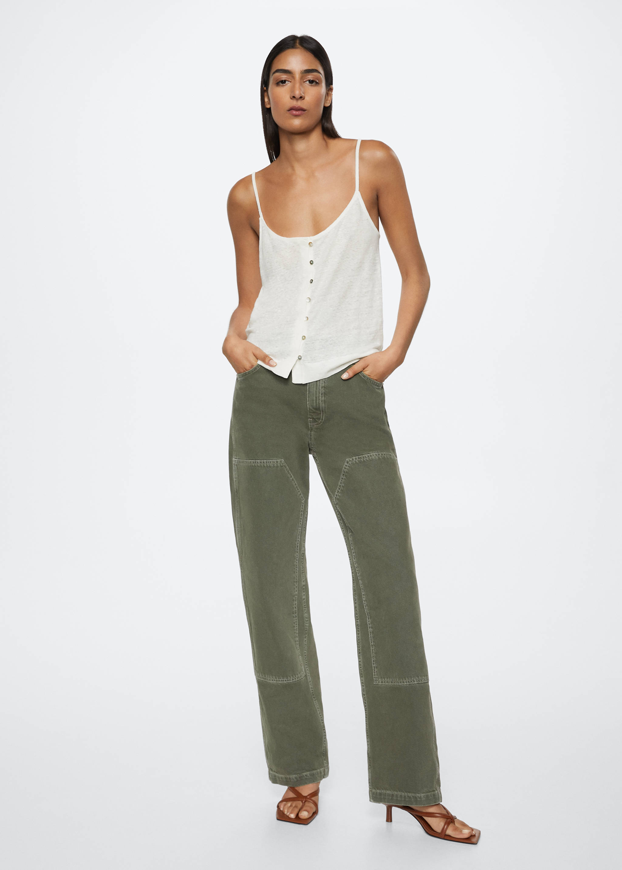 100% linen top with buttons - General plane